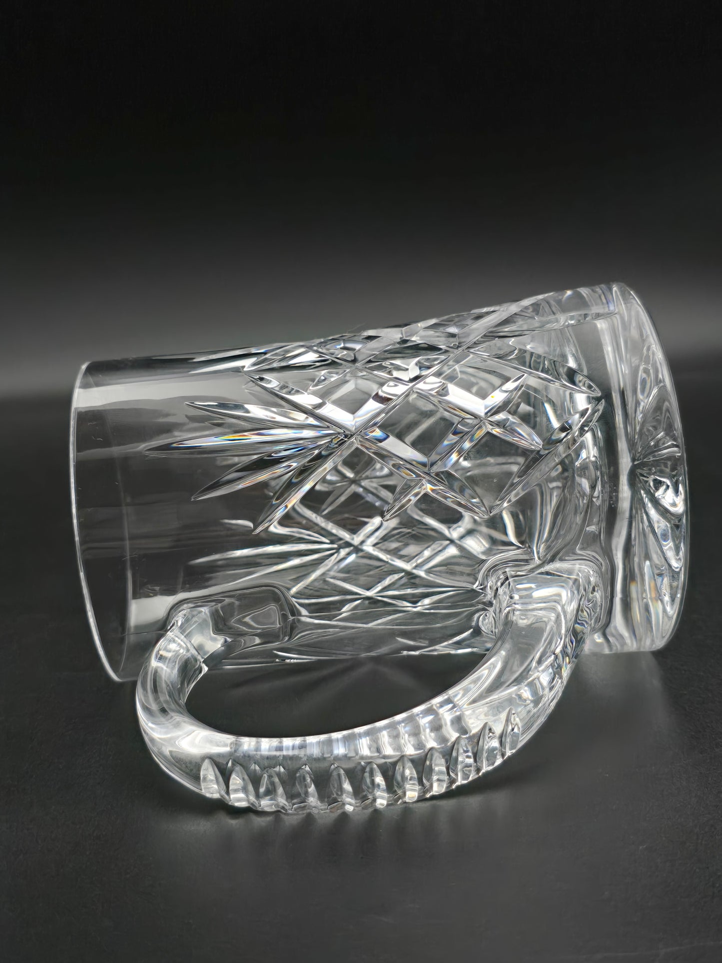 Vintage Cut Crystal Beer Tankard – One Pint Heavyweight Glass Mug – 14cm Tall, 8cm Rim – Ideal Gift for Him, Possibly Edinburgh Crystal