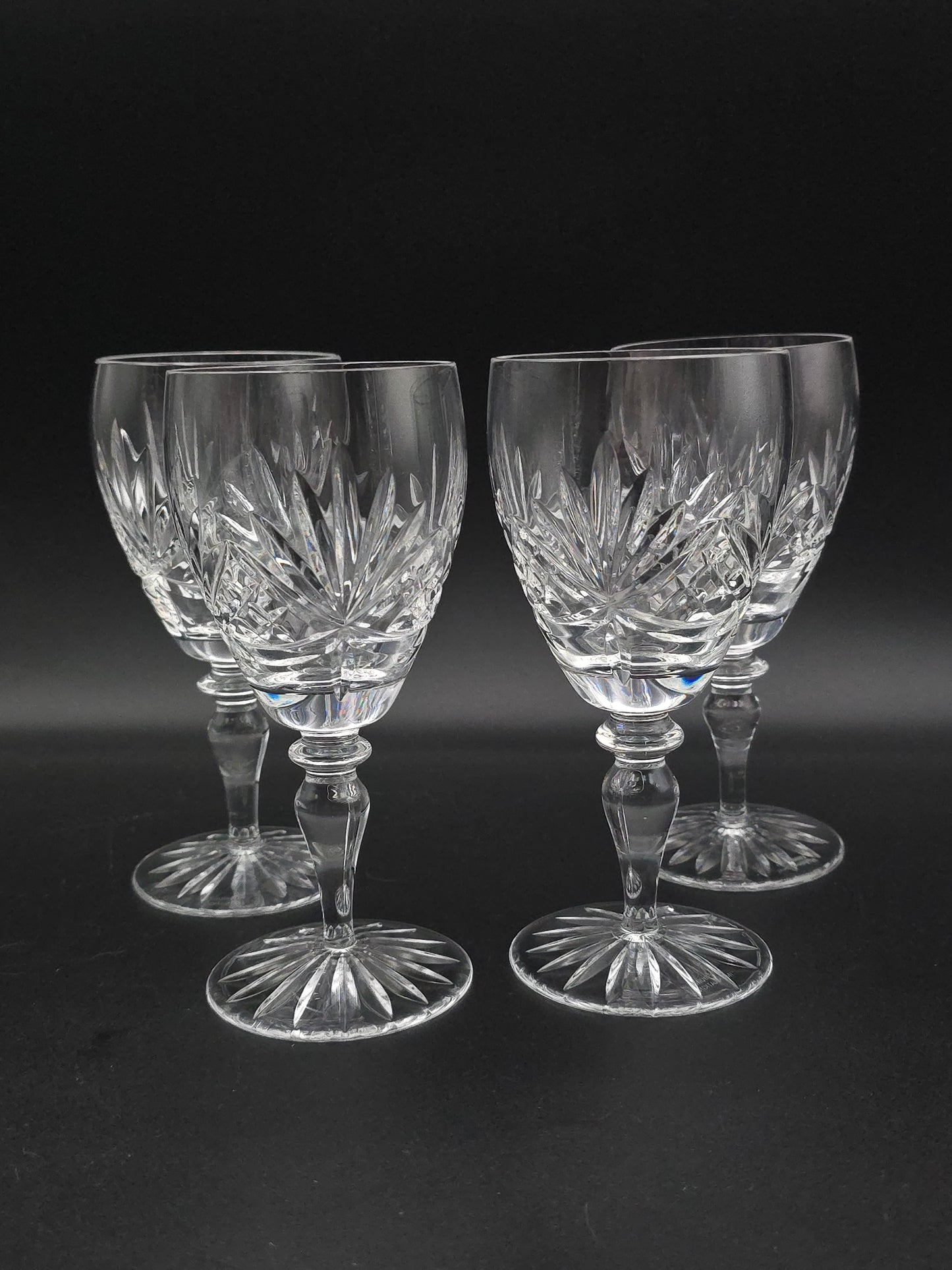 Set of 4 Edinburgh Crystal Sterling Pattern Wine Glasses 200ml – Knopped Stem, Star Base, Original Box