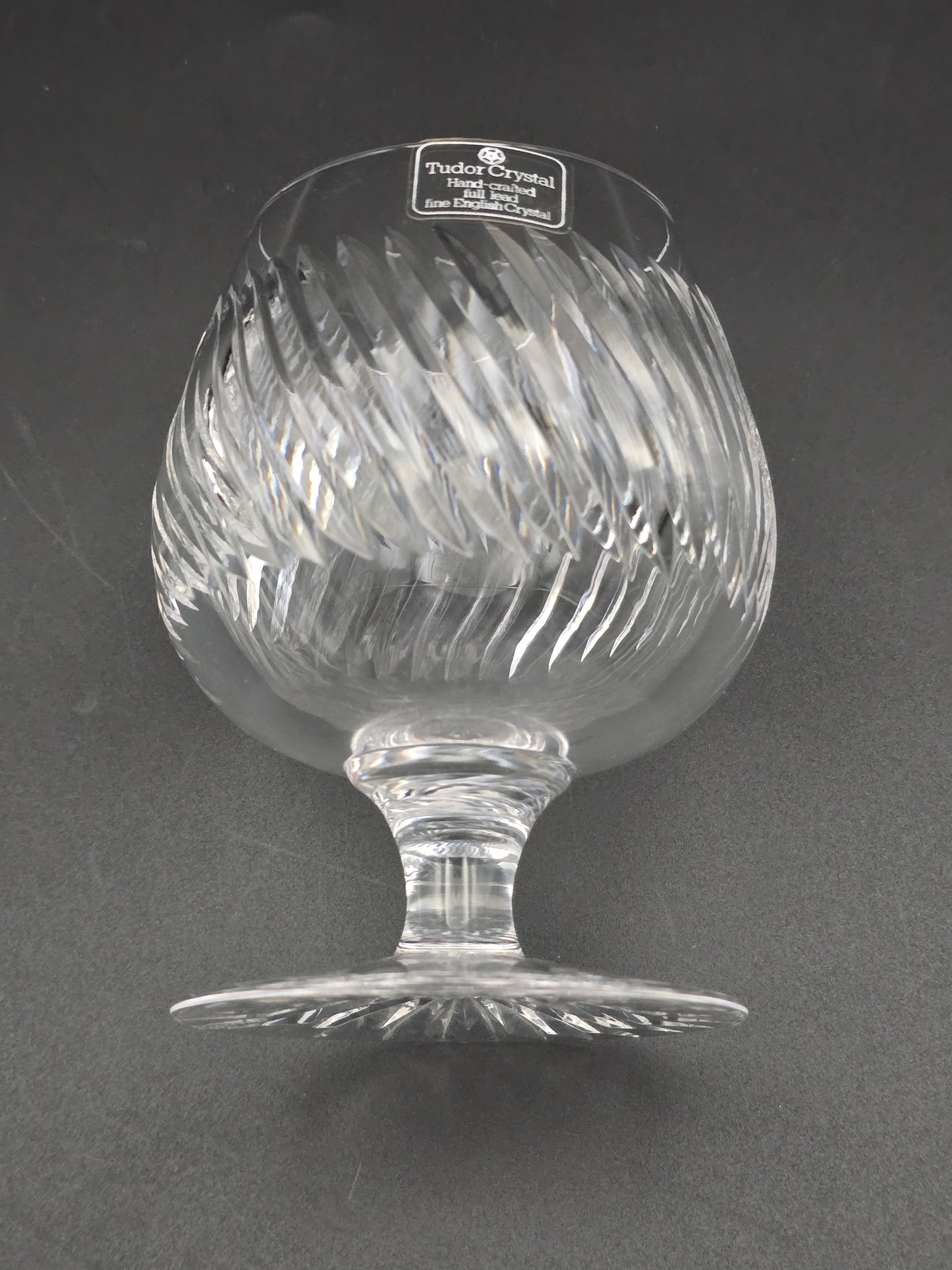 Set of 6 Tudor Crystal Aquitaine Pattern brandy glasses. 10oz