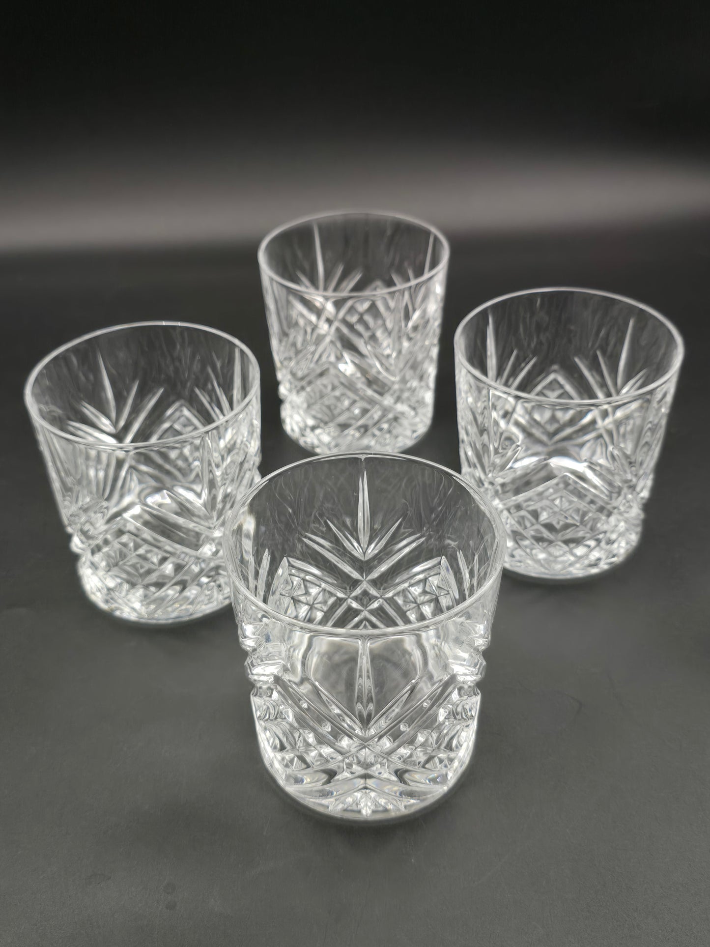 Set of 4 Edinburgh Crystal Whisky Tumblers – Boxed, 8oz, Heavy Cut Glass, Vintage Scottish Crystal Barware