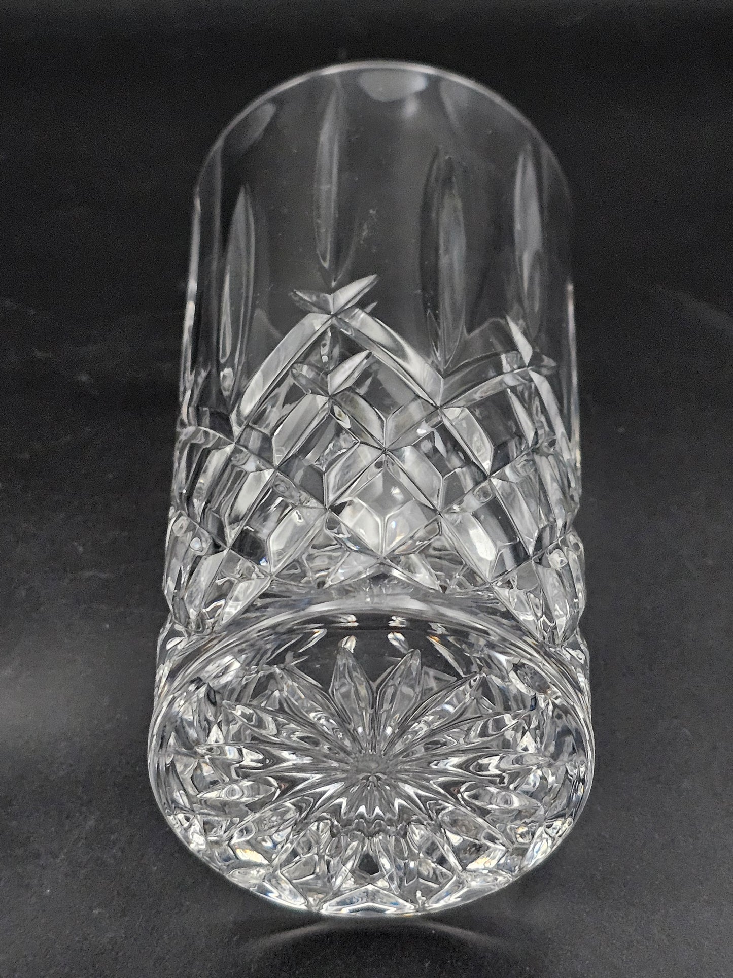 Set of 6 Crystal Hi Ball Tumblers 360ml 15cm tall. Star pattern base