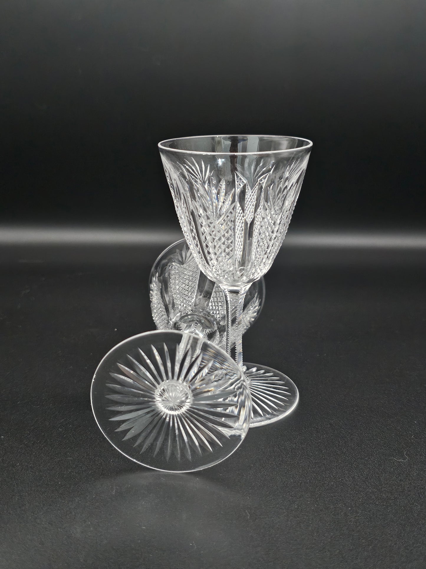 Pair of Small Crystal Liqueur glasses. 11.5cm tall. 90ml