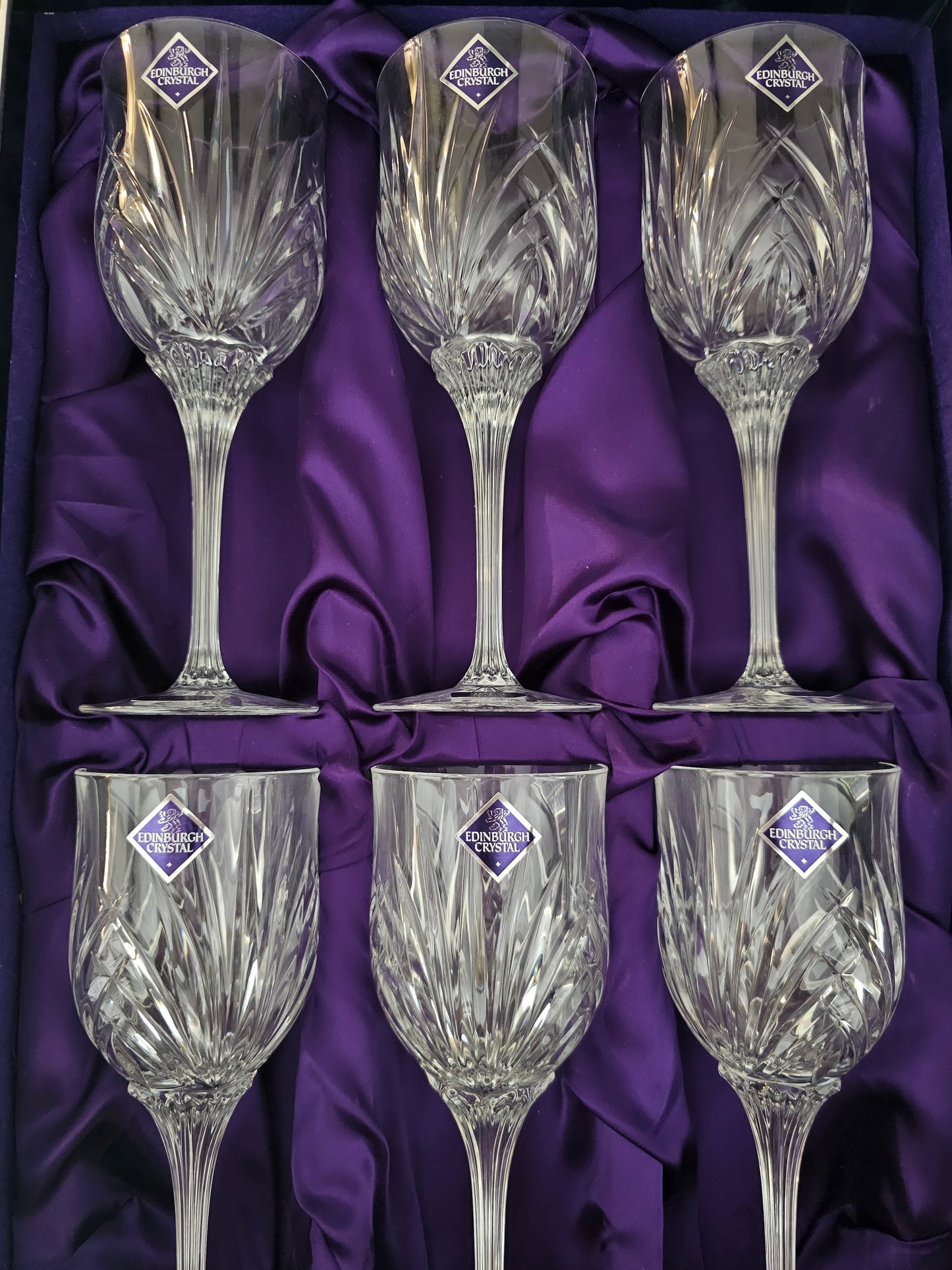 Edinburgh Crystal set of 6 Large Crystal Wine Glasses. 250ml