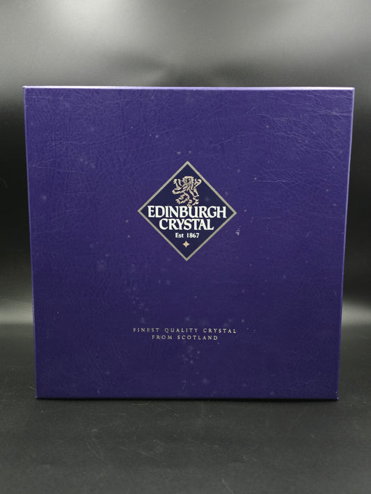 Set of 4 Edinburgh Crystal Tweed 9oz Tumblers – Boxed, Star Cut Base, Etched Mark, Made in Scotland