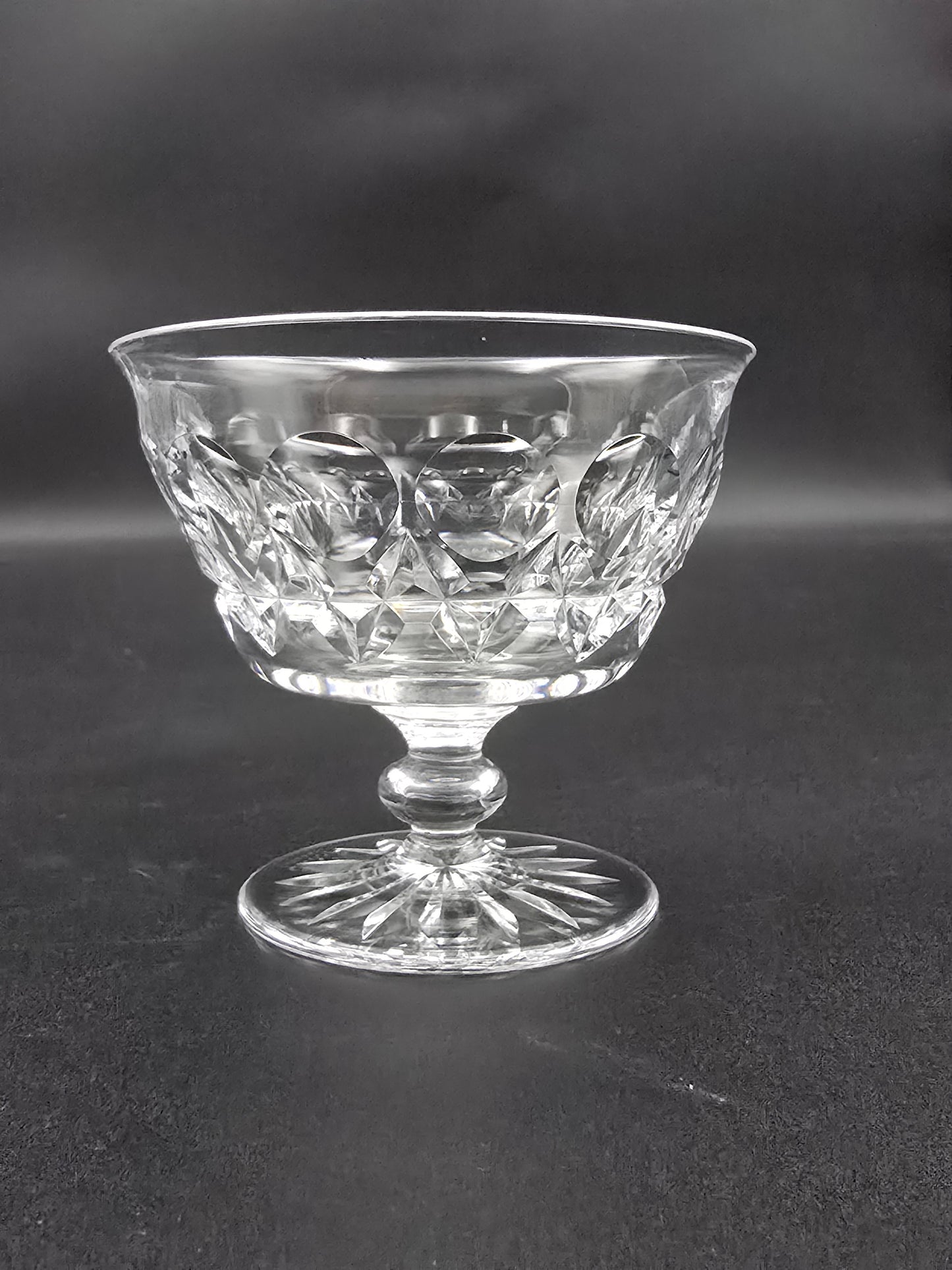 Set of 6 Tudor English Crystal Champagne Coupes 165ml Rayleigh Pattern.