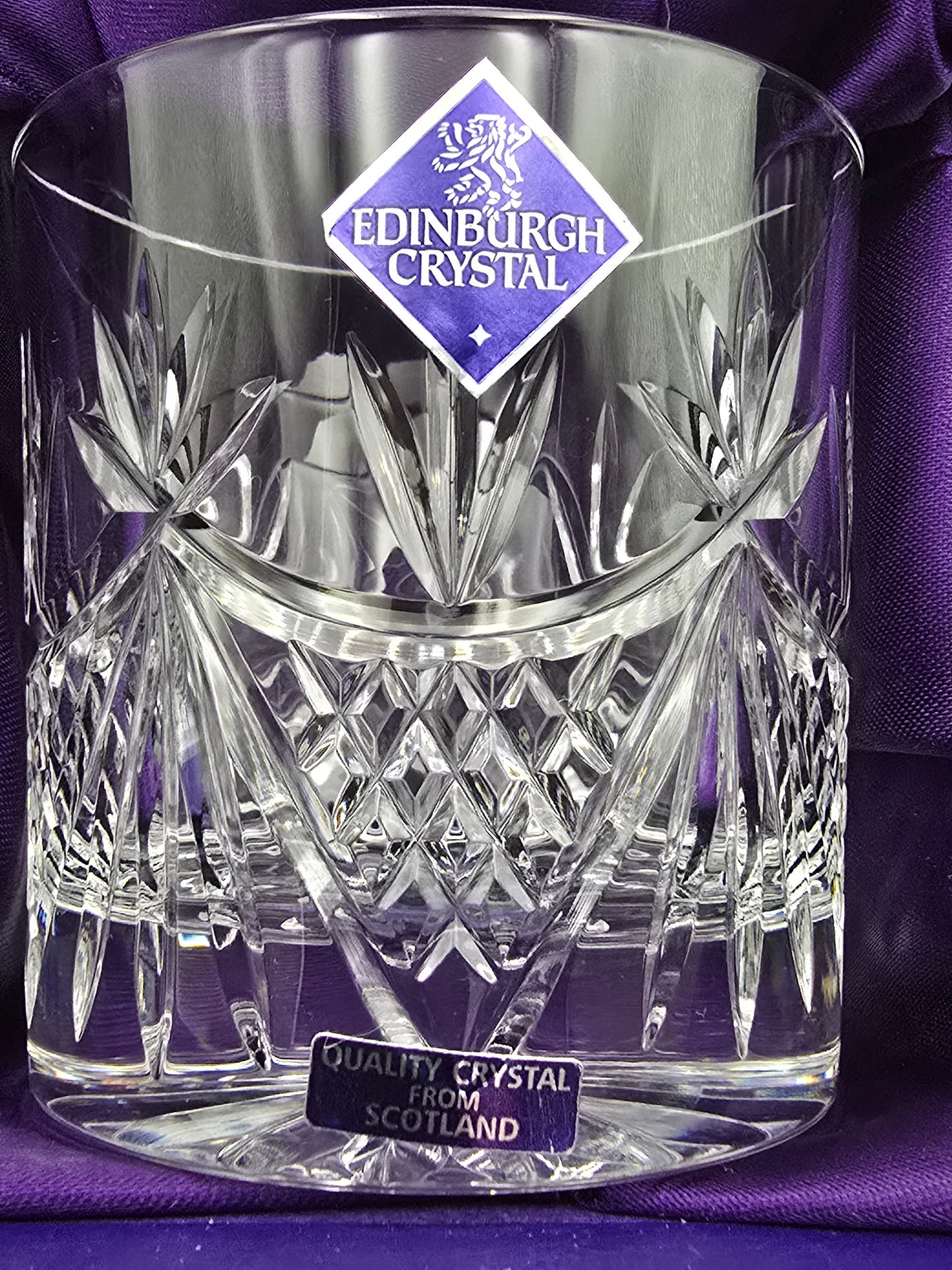 Set of 6 Edinburgh Crystal EDI41 Pattern Crystal Whisky Tumblers. 10oz. Boxed.