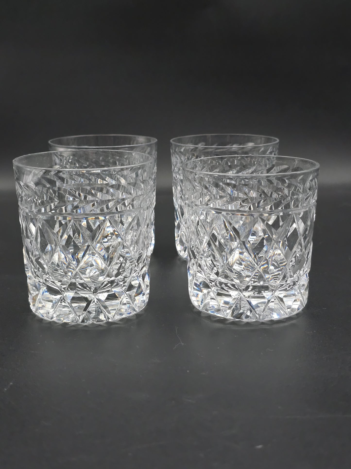 Set of 4 Stuart Crystal Cheltenham Pattern Crystal Tumblers. 7oz