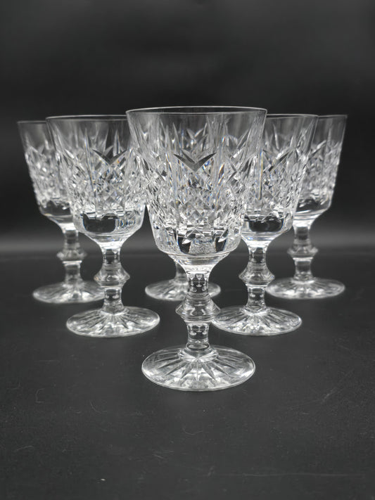 Set of 6 Edinburgh Crystal Highland pattern Crystal wine glasses 175ml. 15cm tall