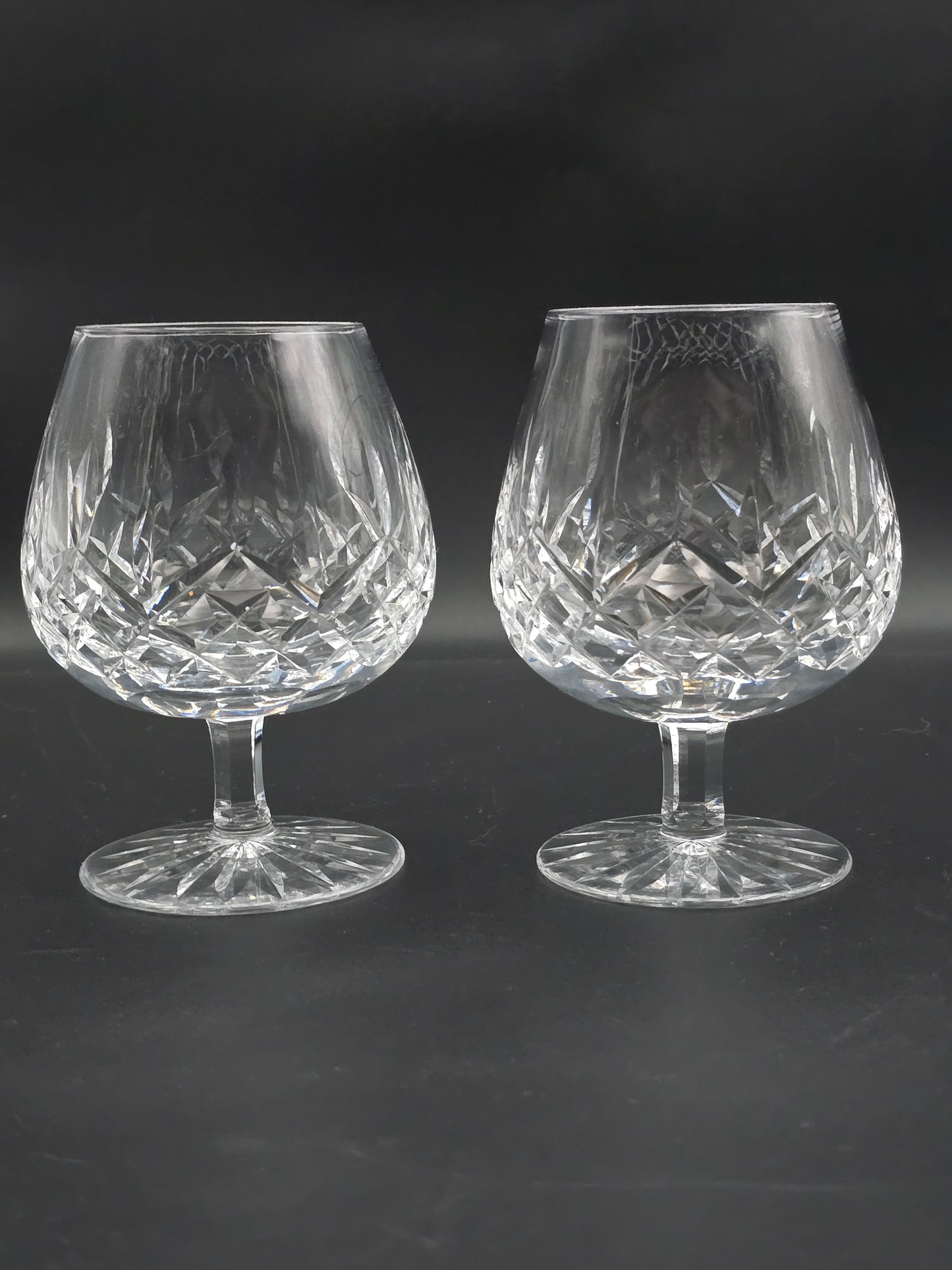 Waterford Lismore Irish Crystal pair of large Brandy or Cognac glasses 14oz