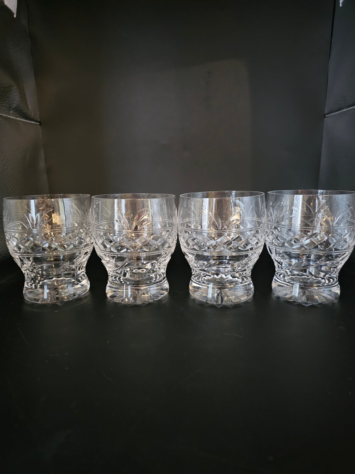 Set of 4 Large Vintage Stuart Crystal Tumblers. 12oz. Imperial Pattern.