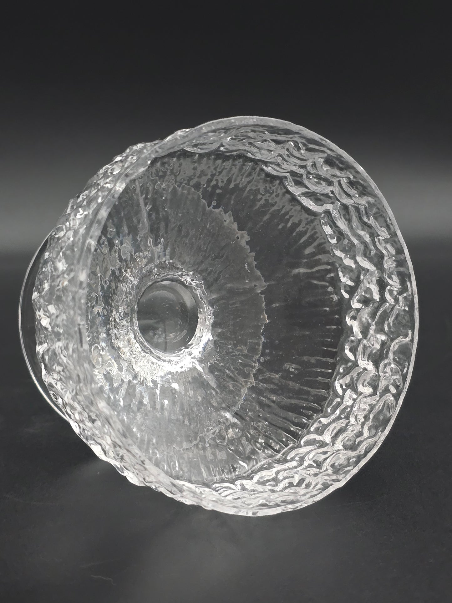Set of 6 Whitefriars “Glacier/Bark” Dessert Bowls by Geoffrey Baxter – Mid‑Century Textured Glass, Perfect Condition