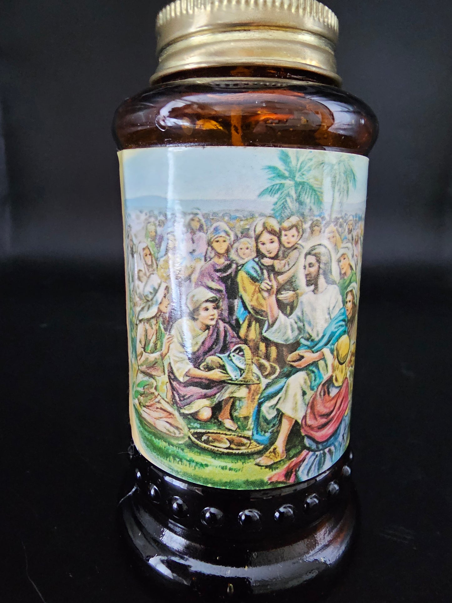 Wondrous Miracle Kerosene Lamp Jesus Feeding the Multitudes Chap Stick Co. 1977