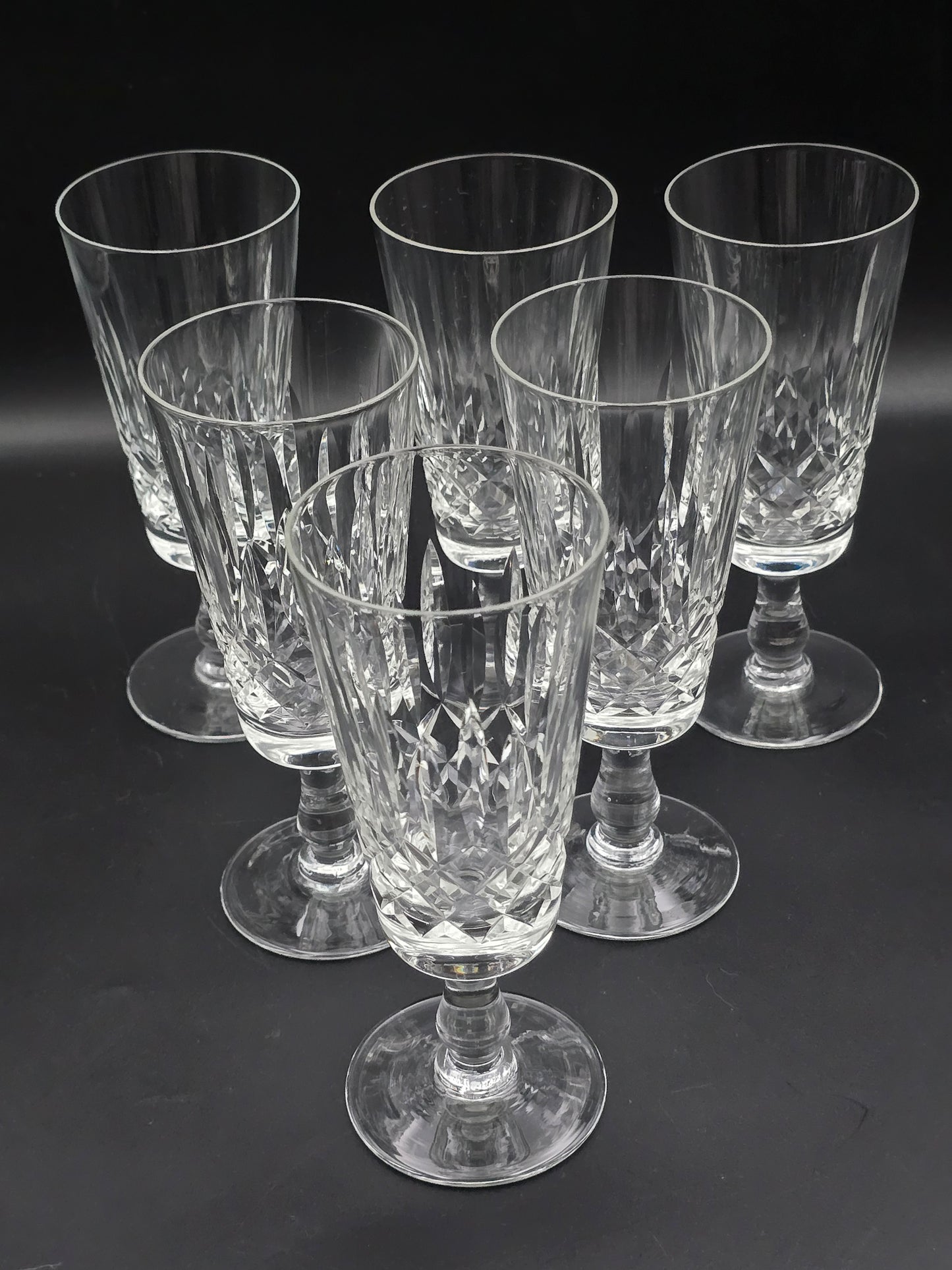 Set of 6 Vintage Crystal Champagne Flutes 200ml