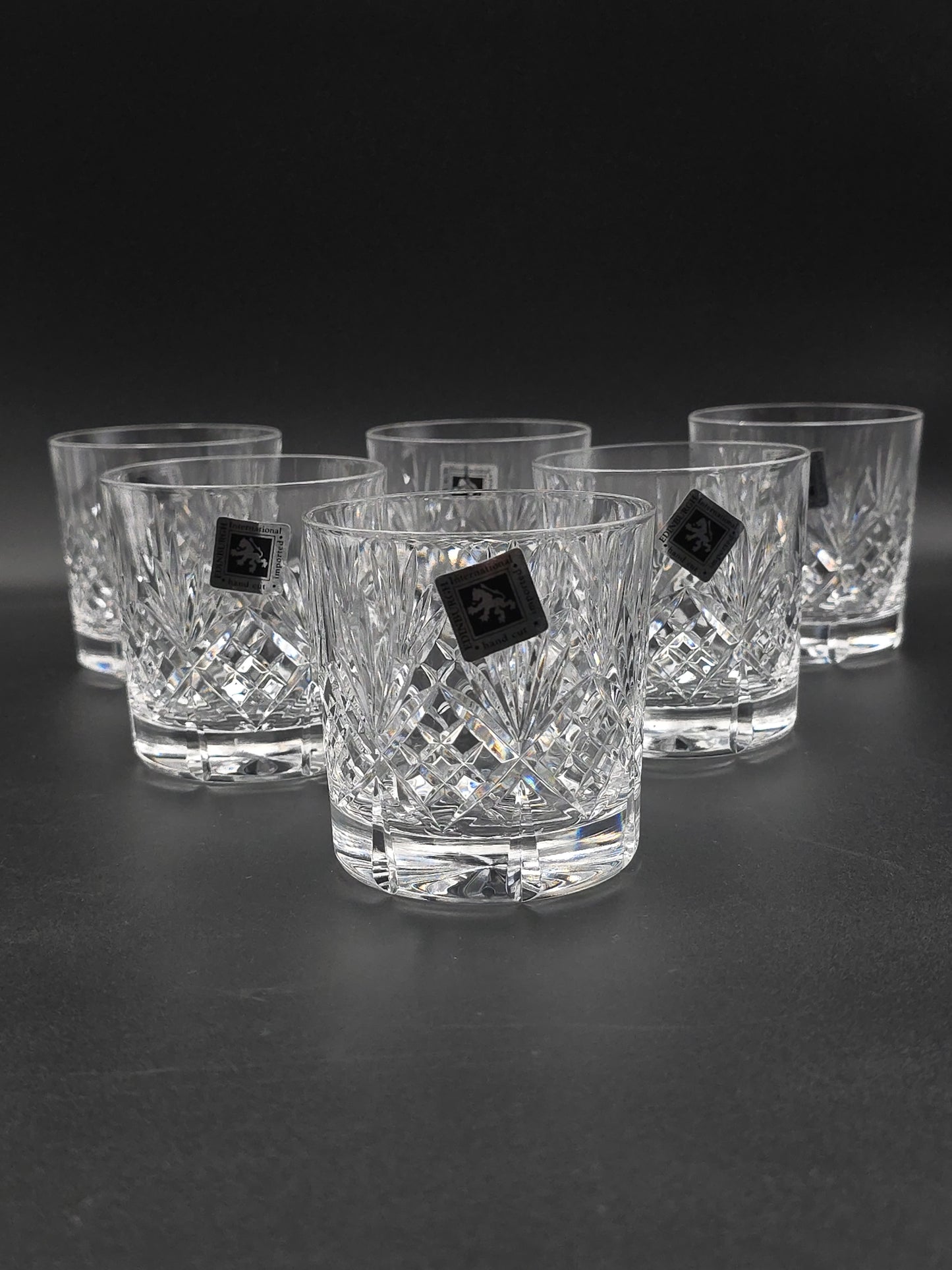 Set of 6 Edinburgh Crystal Embassy 10oz Tumblers – Star Cut Base – Original Box & Stickers – Vintage Glassware