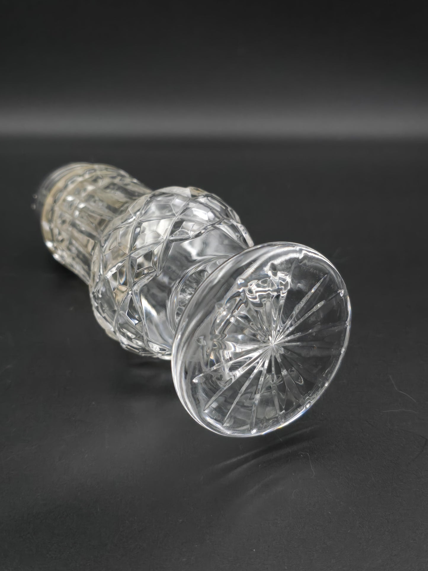 Large Vintage cut glass sugar shaker. 20cm tall.
