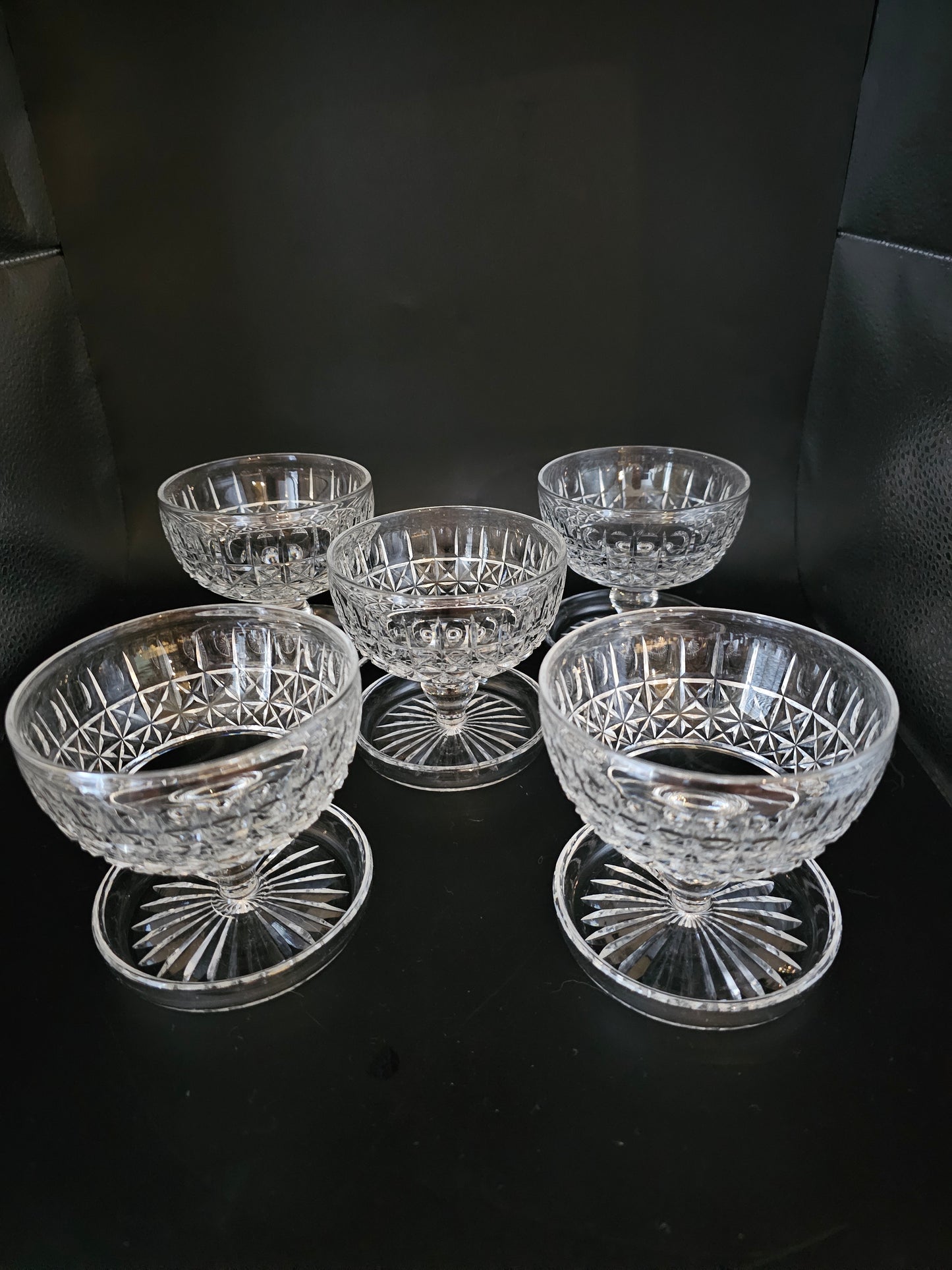 Set of 4 Crystal Dessert Dishes or started bowls. PLUS 1 EXTRA FREE!