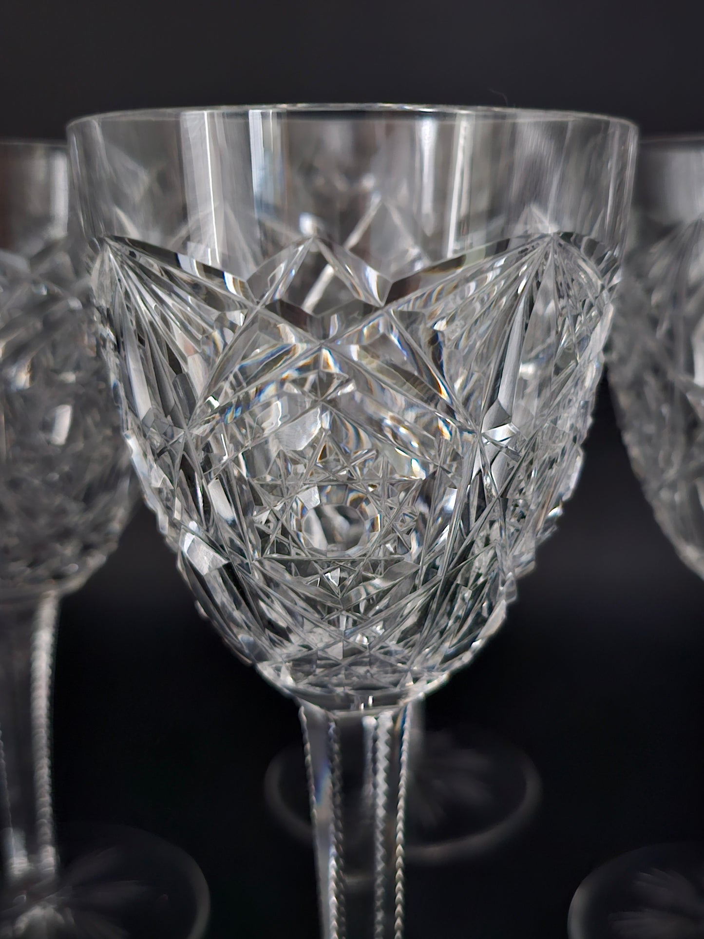 Beautiful Baccarat Crystal Large Wine Glasses. 250ml Lagny Pattern. Set of 4.