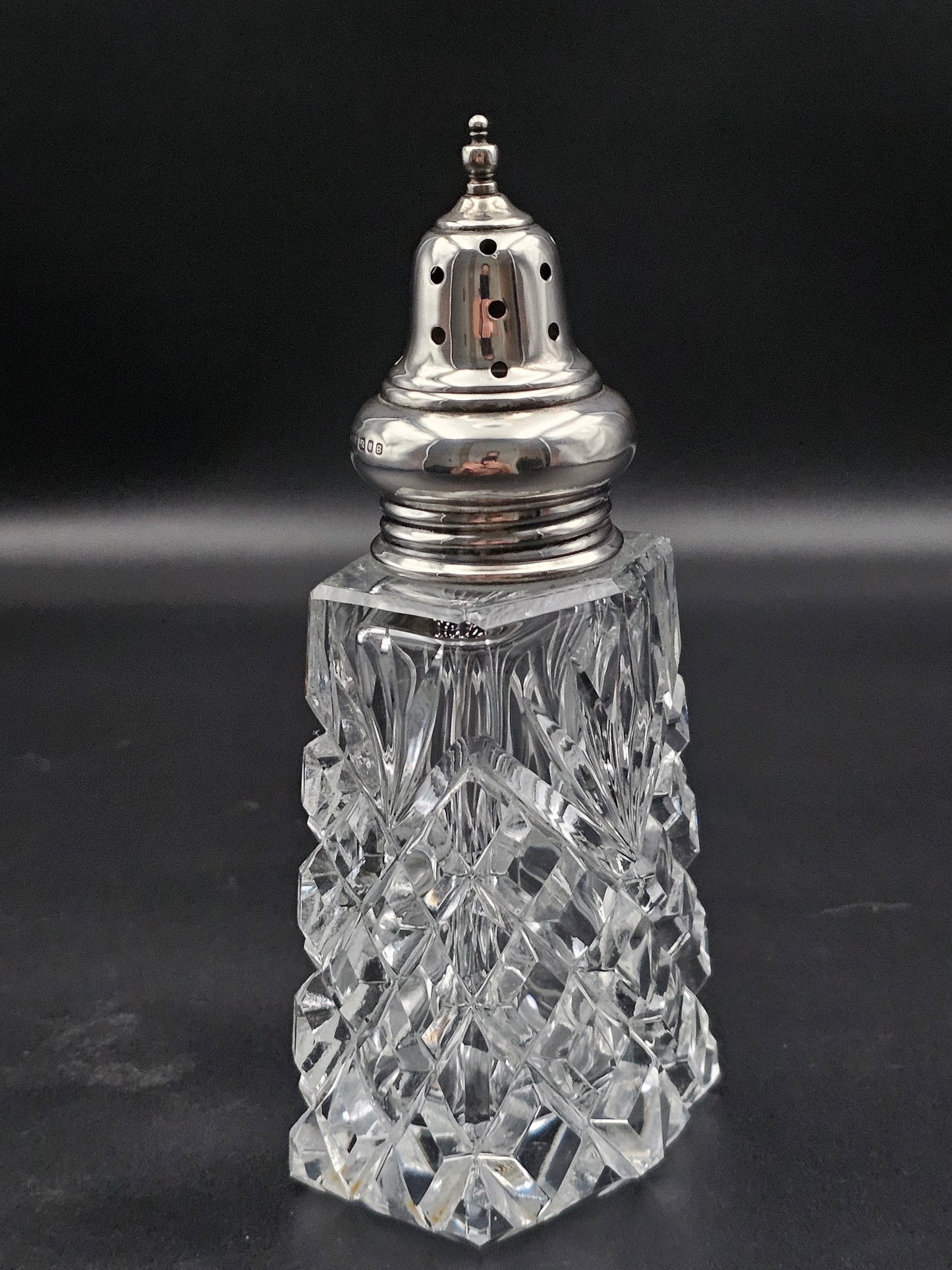 Silver topped Crystal Sugar shaker