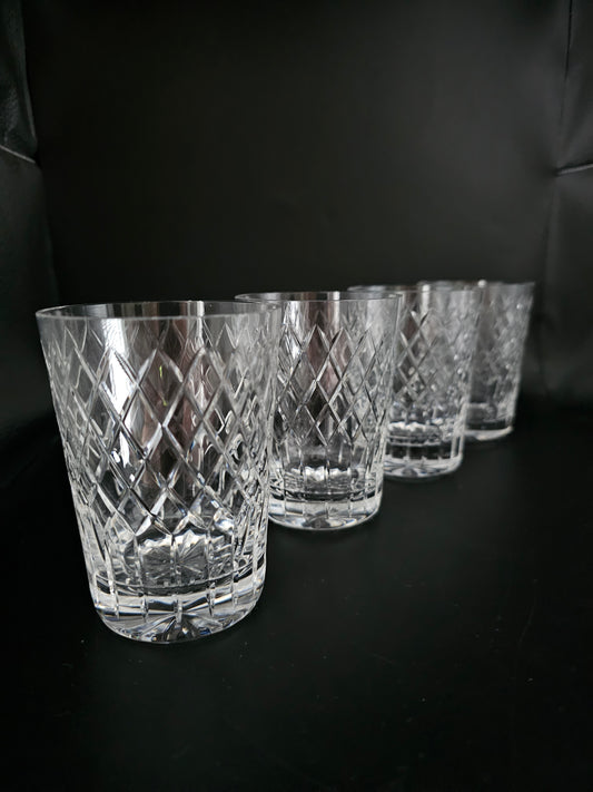 Beautiful vintage set of 4 Large Crystal Tumblers. 300ml.