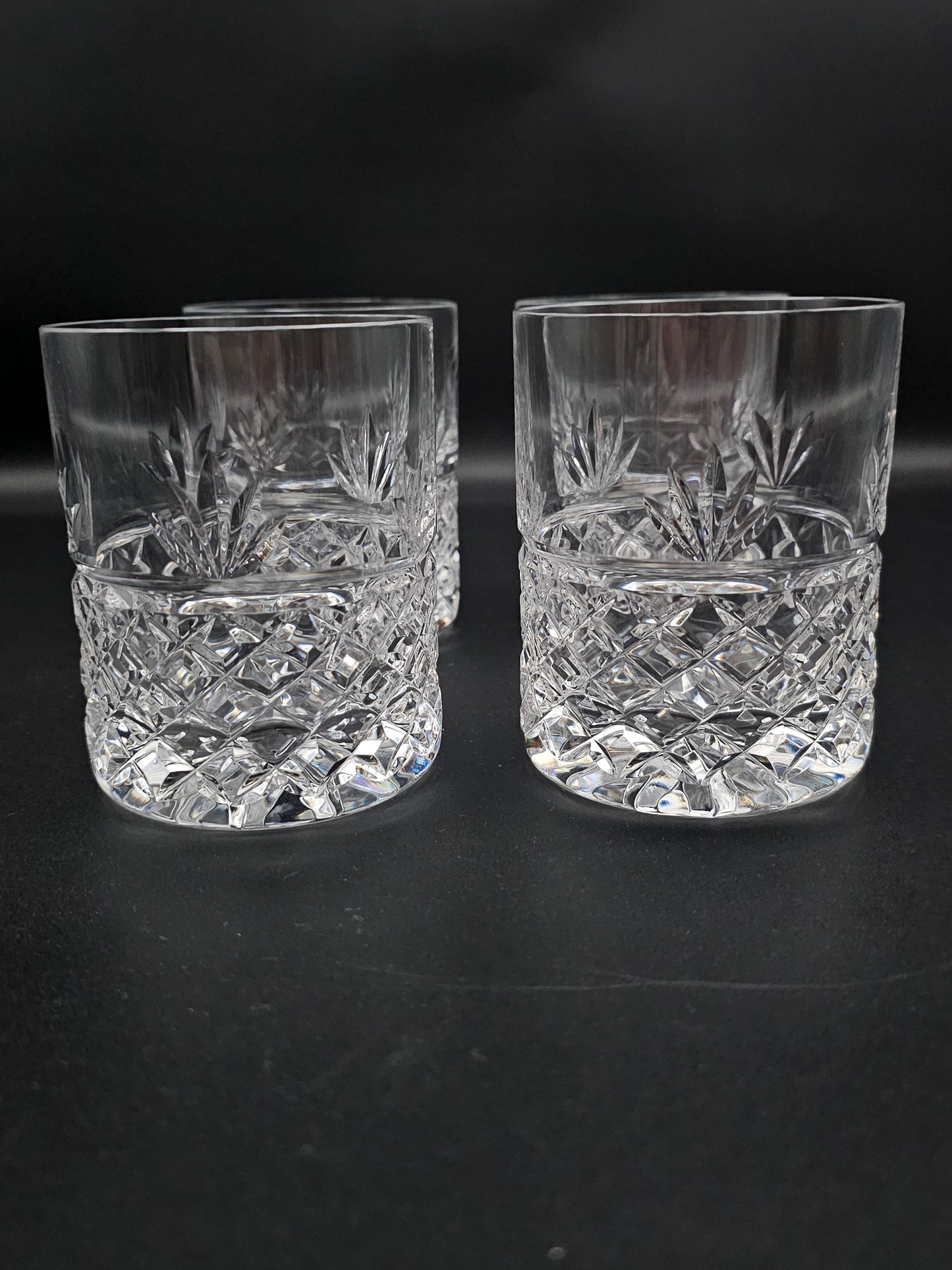 Stunning set of 4 Large Crystal Heavy bottomed concave base Tumblers. 300ml 10oz