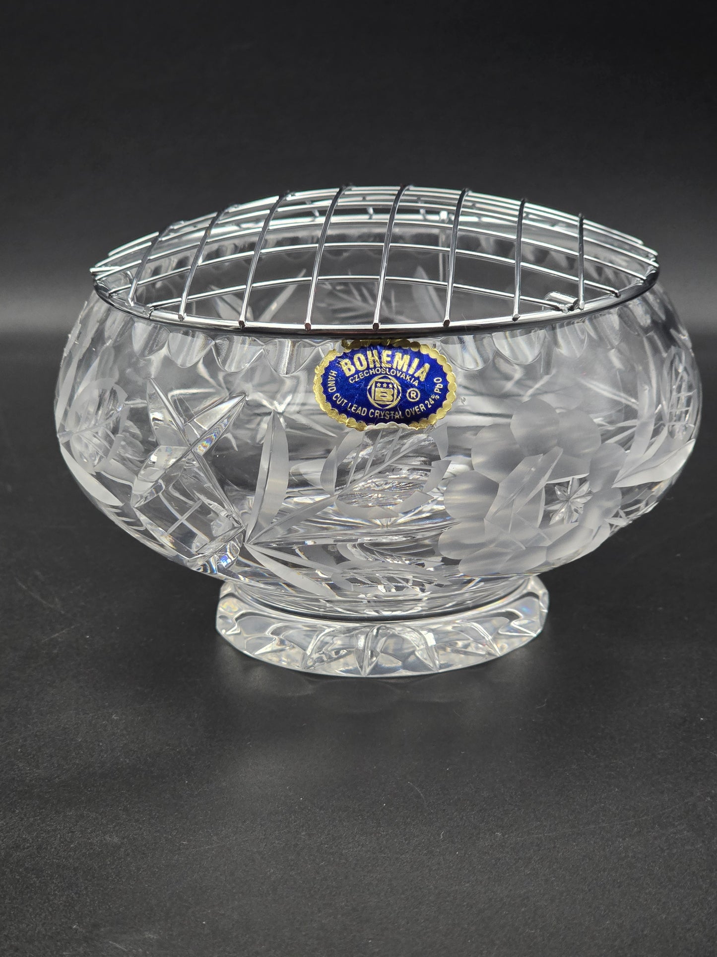 Bohemian Crystal Rose bowl. 5.5"
