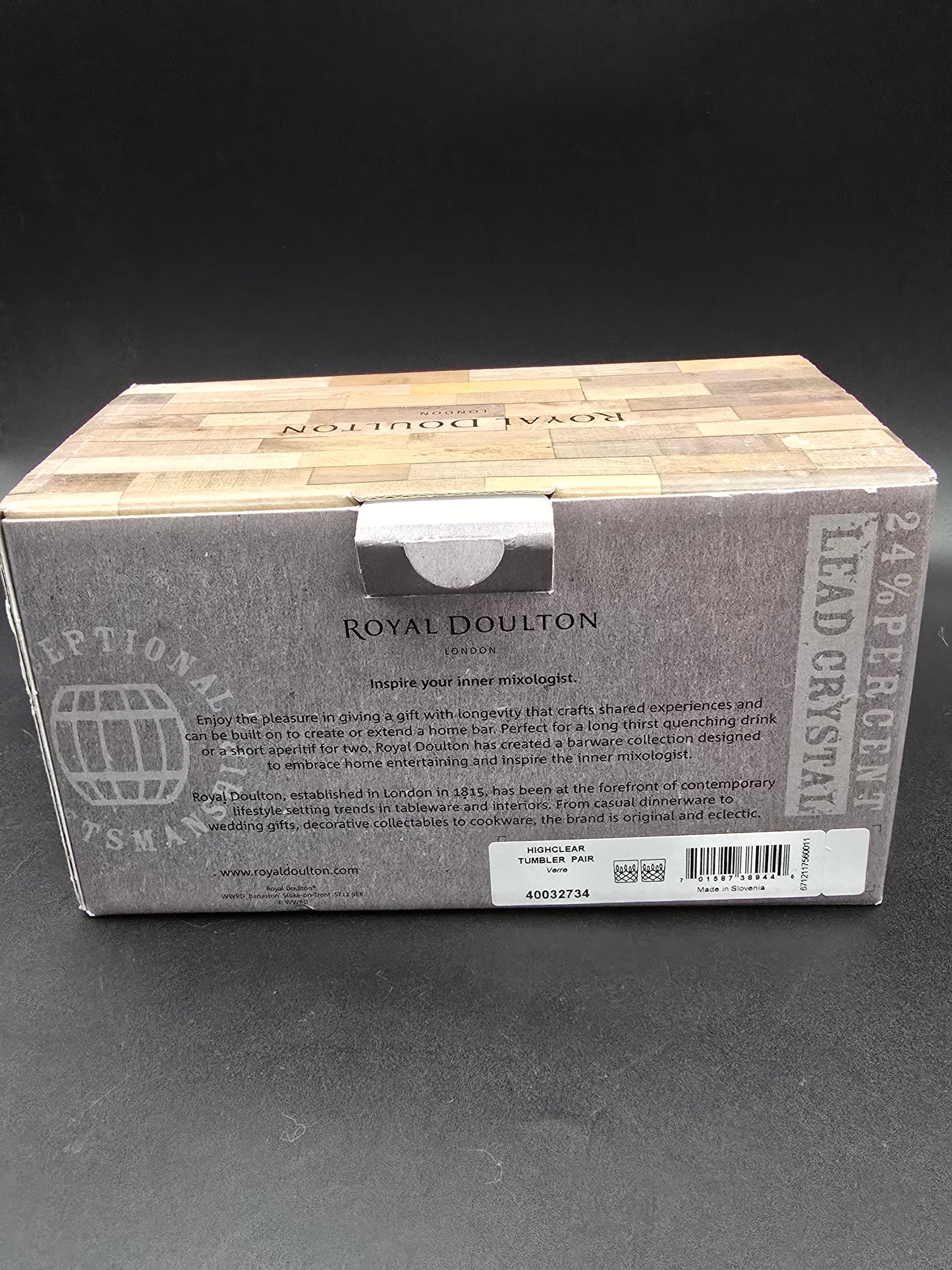 Royal Doulton “Highclear” Crystal Tumblers (Pair, Brand New in Box, 11oz, 24% Lead Crystal) – Ideal Gift for Any Occasion
