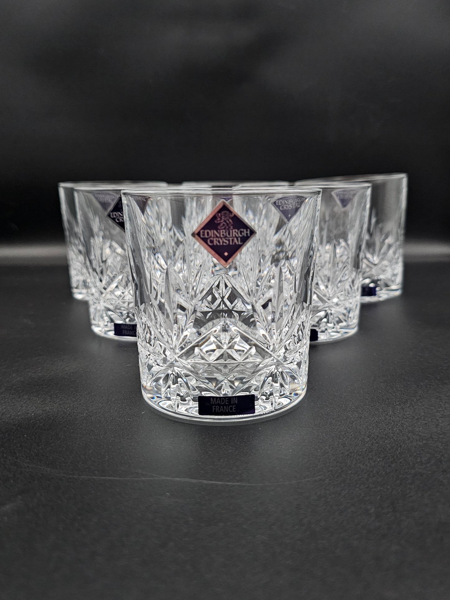 Set of 6 Edinburgh Crystal Whisky Tumblers 10oz boxed. Recessed concave base