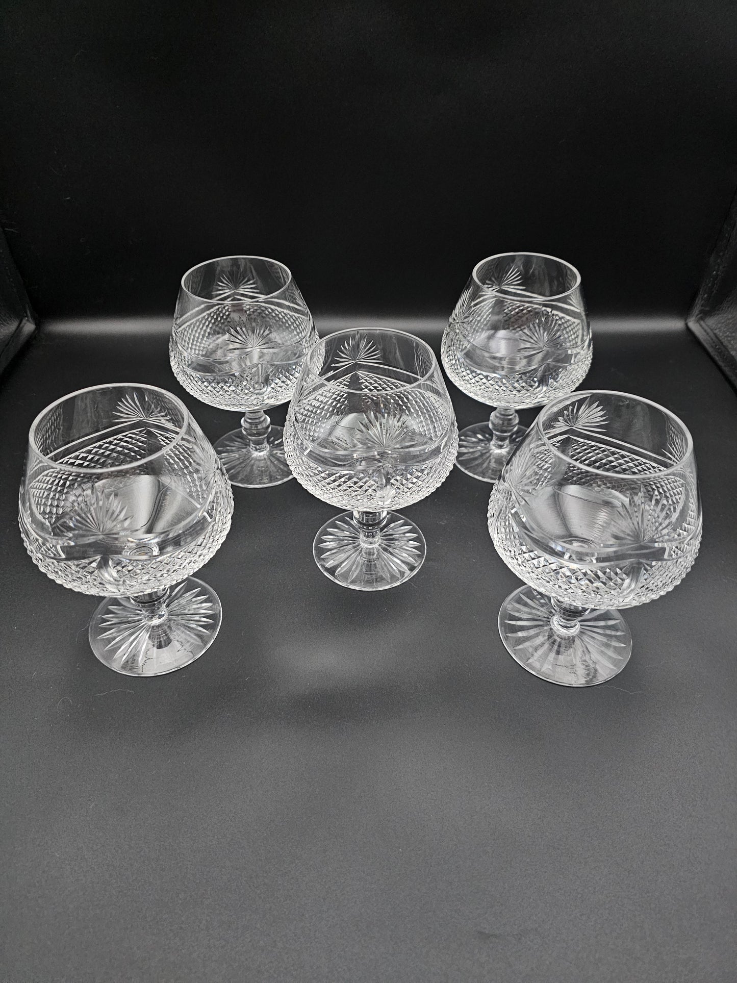 Fantastic 5 footed Crystal Brandy Cognac glasses 11oz