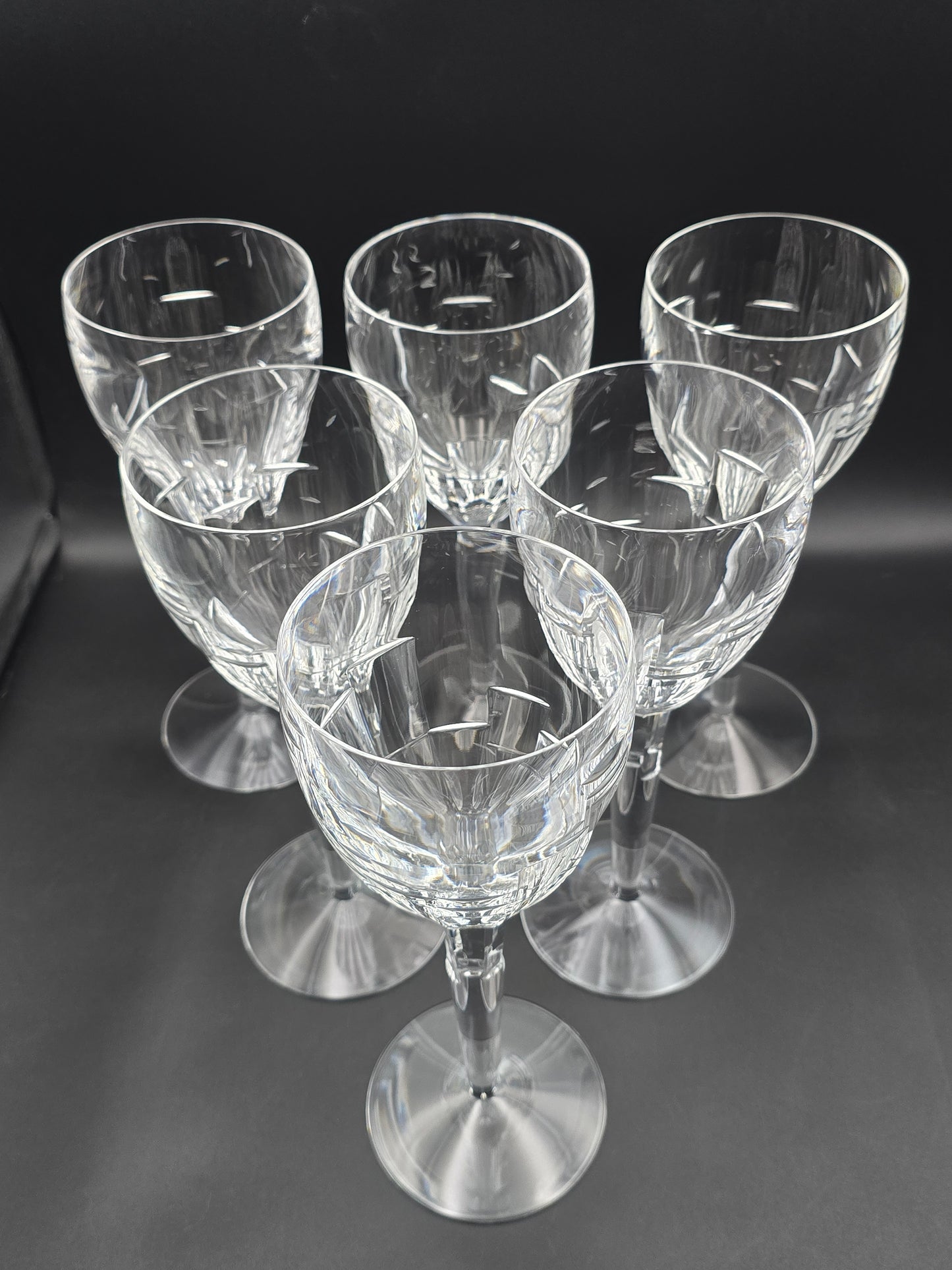  Set of 6 Stuart Crystal Ice Wine Glasses 450 ml by Jasper Conran – 25 cm Tall Cut Crystal Goblets, Signed Vintage Glassware