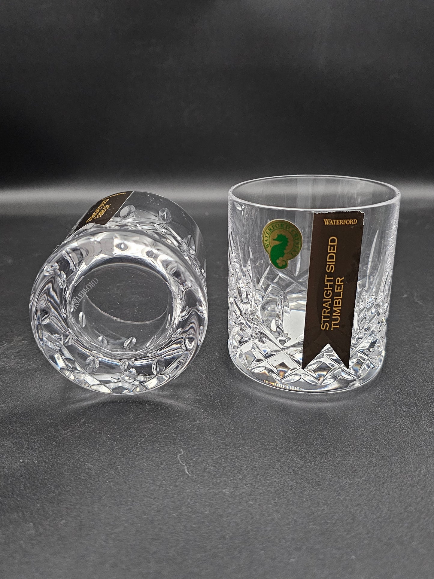 Waterford Crystal straight sided tumblers pair Lismore pattern. Boxed 7oz