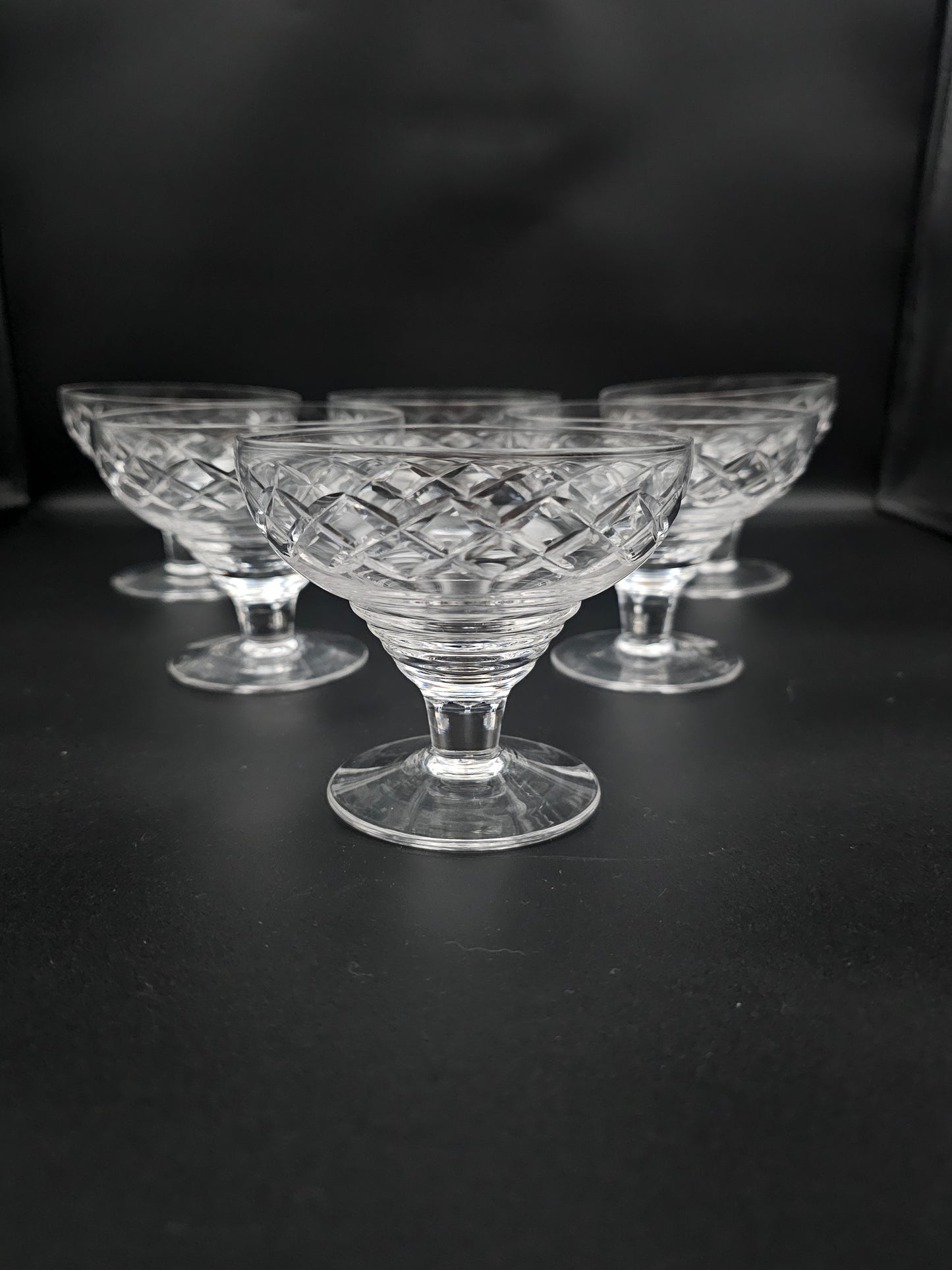 Set of 6 Vintage footed Crystal dessert or Starter bowls