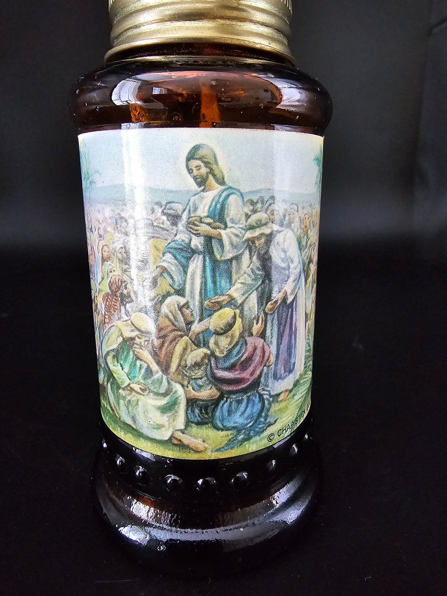 Wondrous Miracle Kerosene Lamp Jesus Feeding the Multitudes Chap Stick Co. 1977