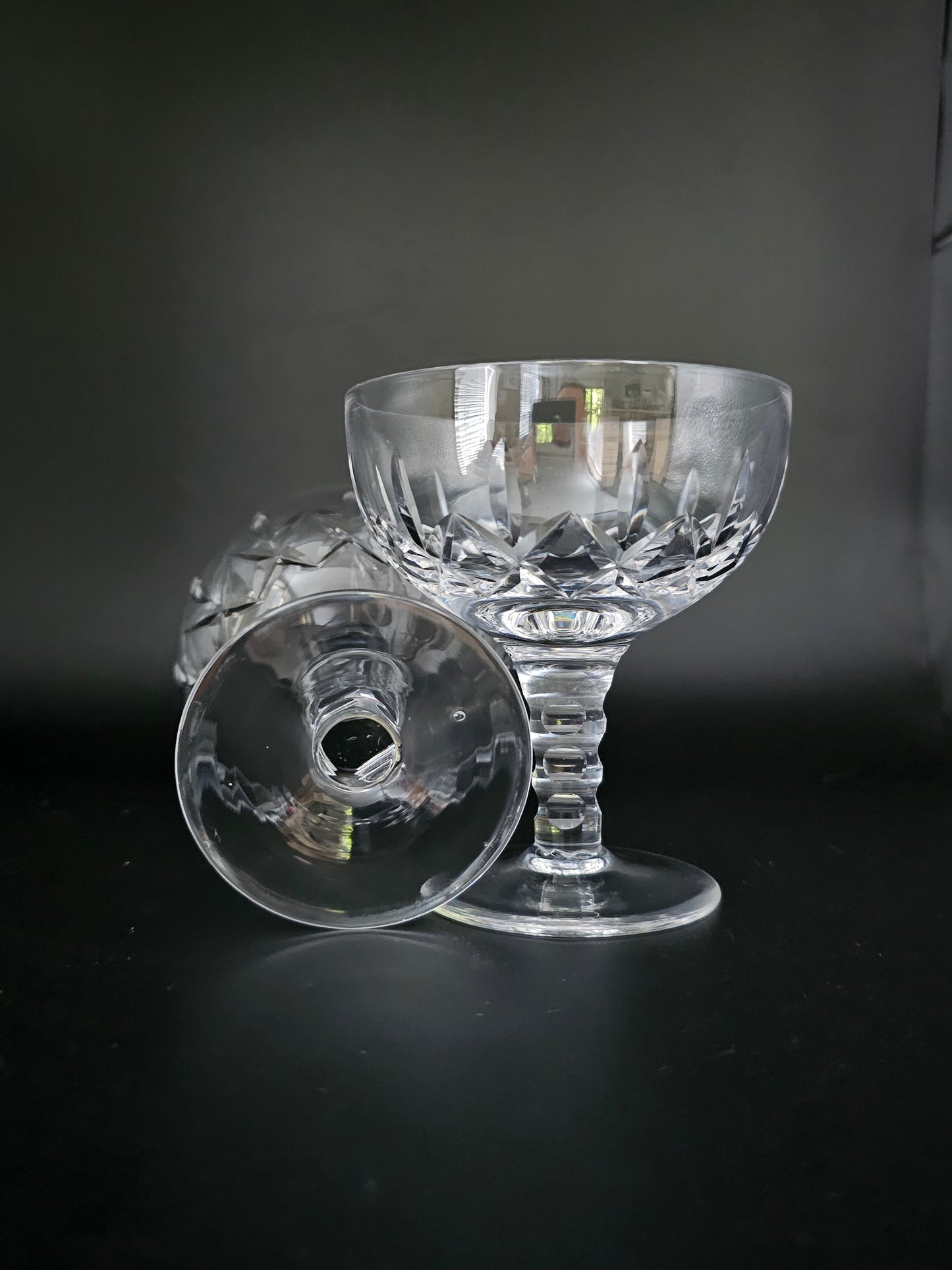 Pair of Vintage Stuart Crystal Glengarry pattern Champagne Coupes