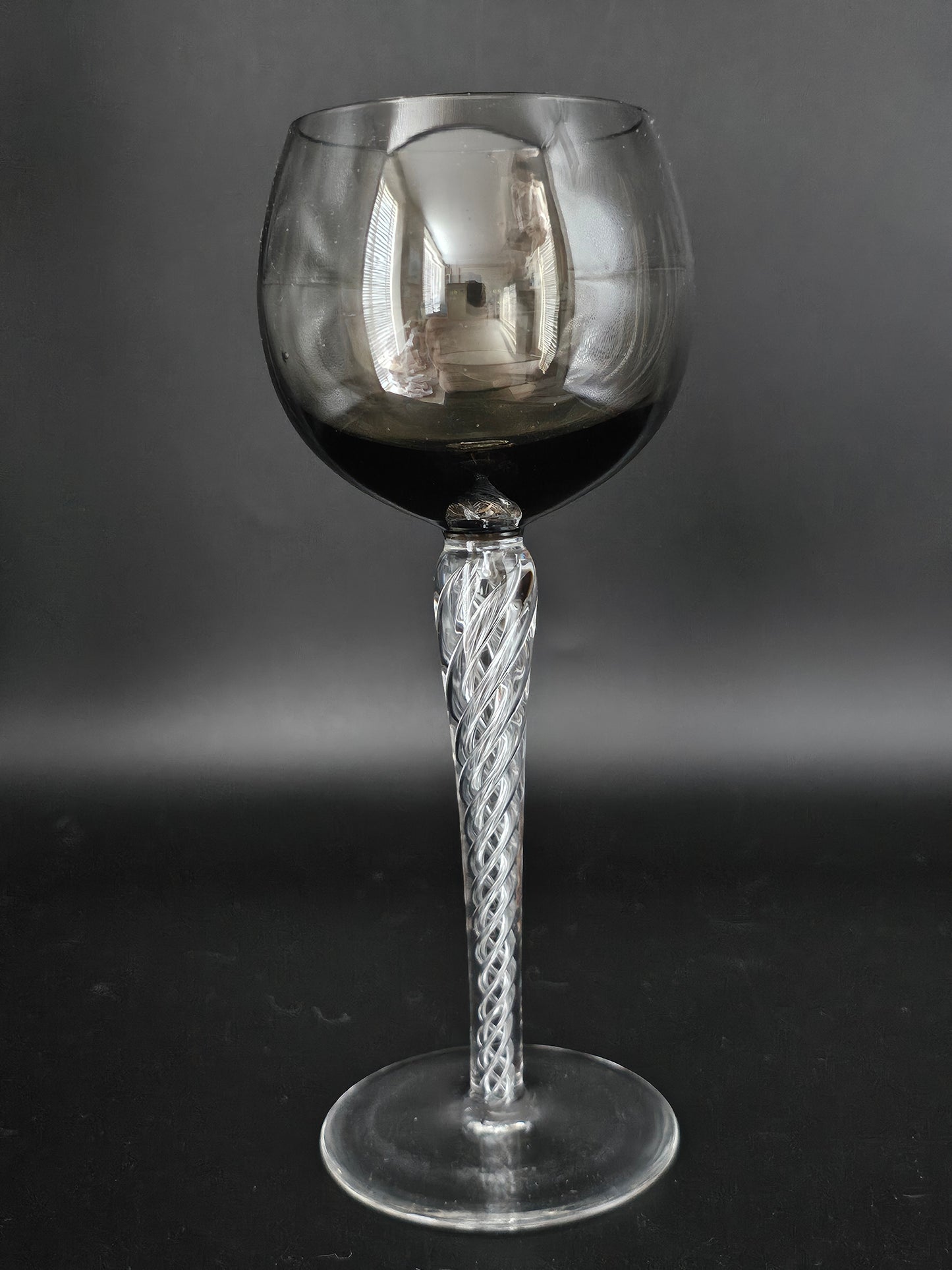Set of 6 Coloured Air Twist Stem Coloured Crystal Hock Glasses. 250ml