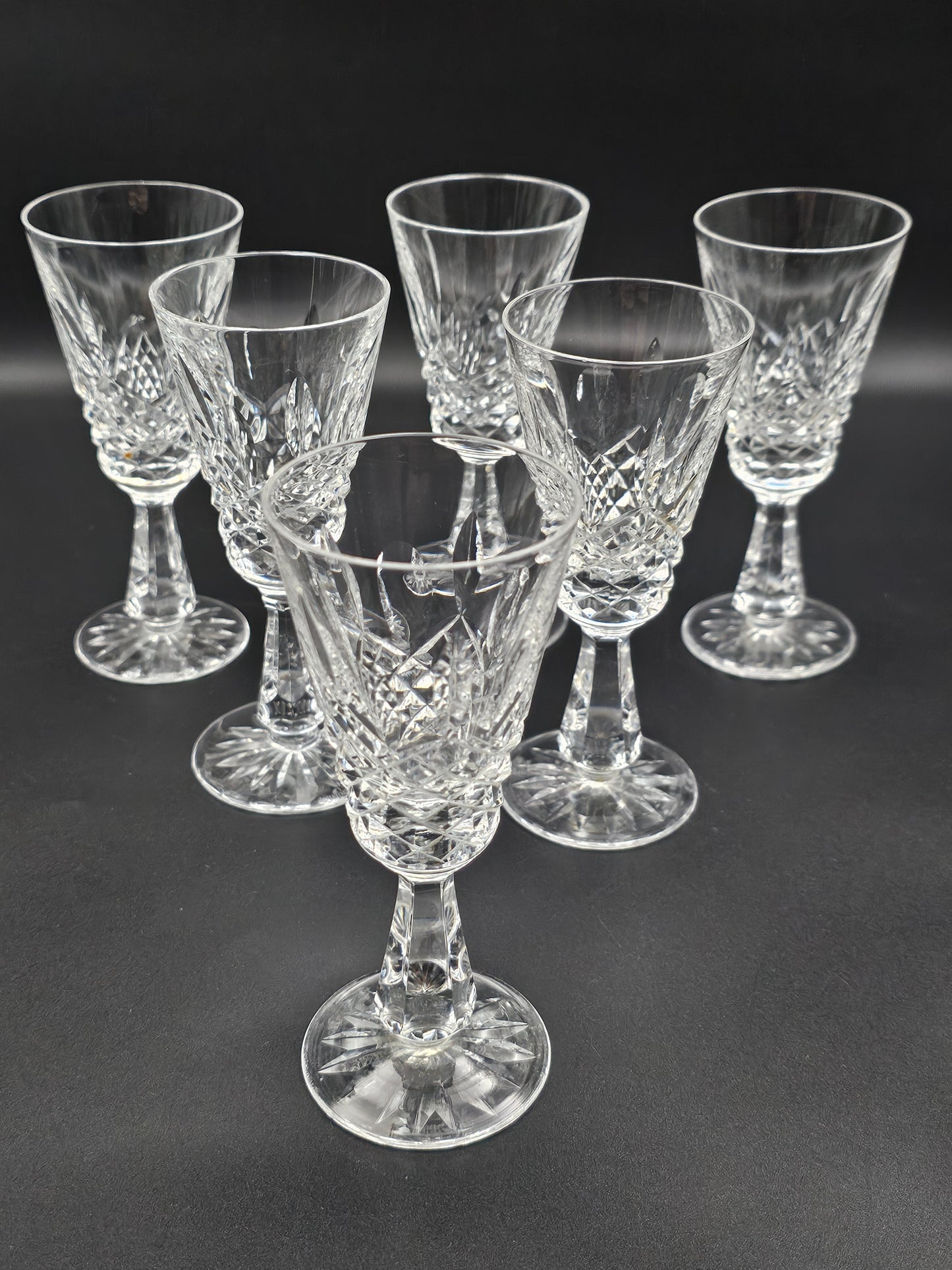 Set of 6 Waterford Crystal Kenmare Pattern liqueur glasses 90ml