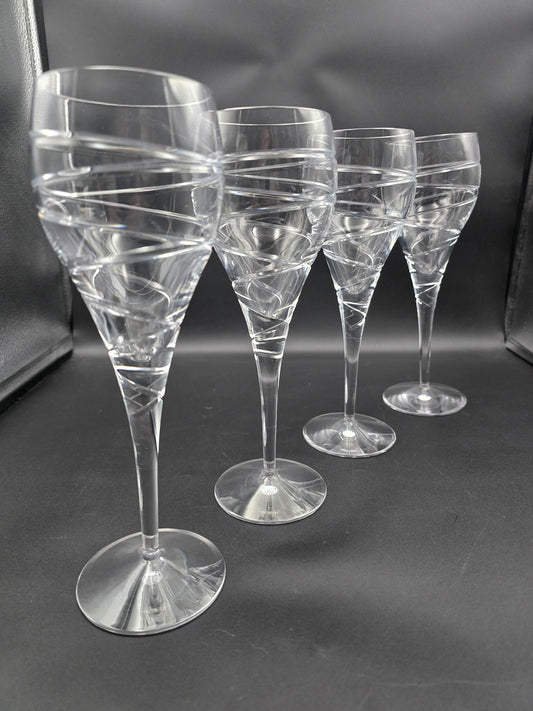 Set of 4 Large Crystal Wine Glasses 350ml 25cm tall.
