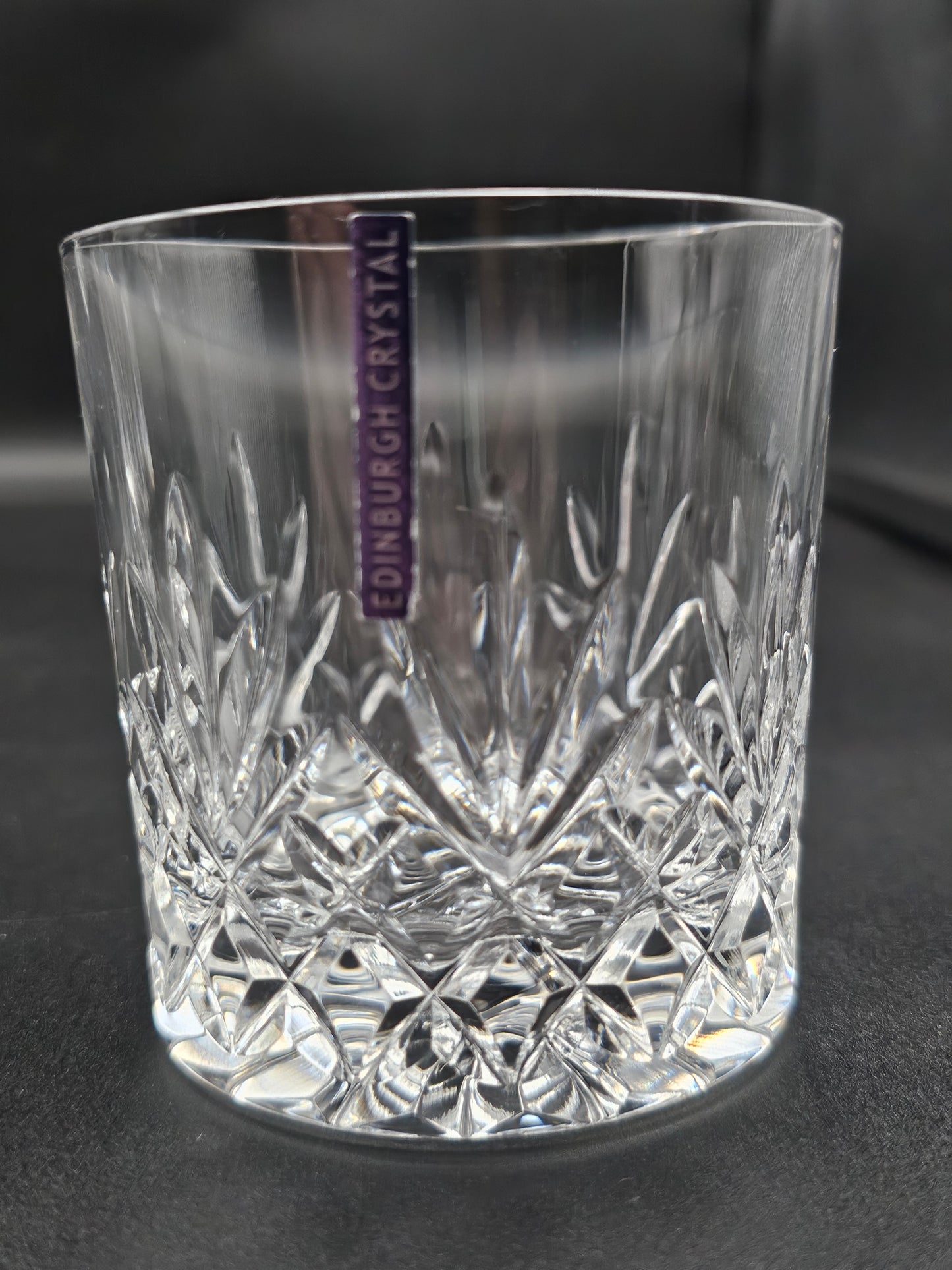 Pair of Edinburgh Crystal Tay Pattern 9oz Whisky Tumblers with lables Boxed