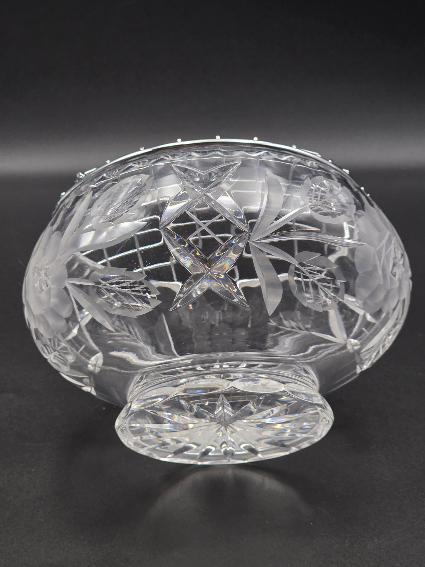 Bohemian Crystal Rose bowl. 5.5"
