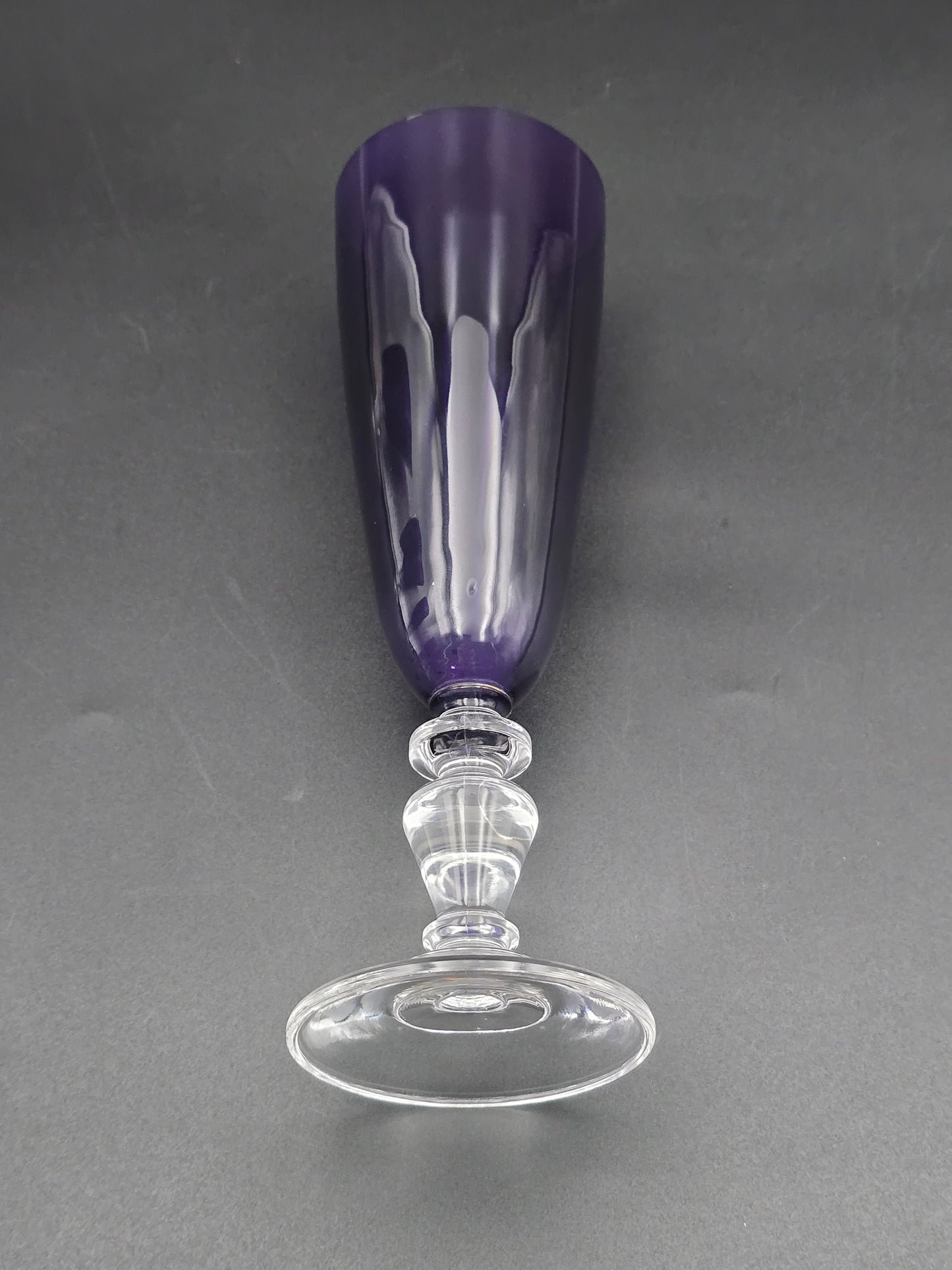 Set of 6 Purple Crystal champagne flutes 200ml 19.5cm tall