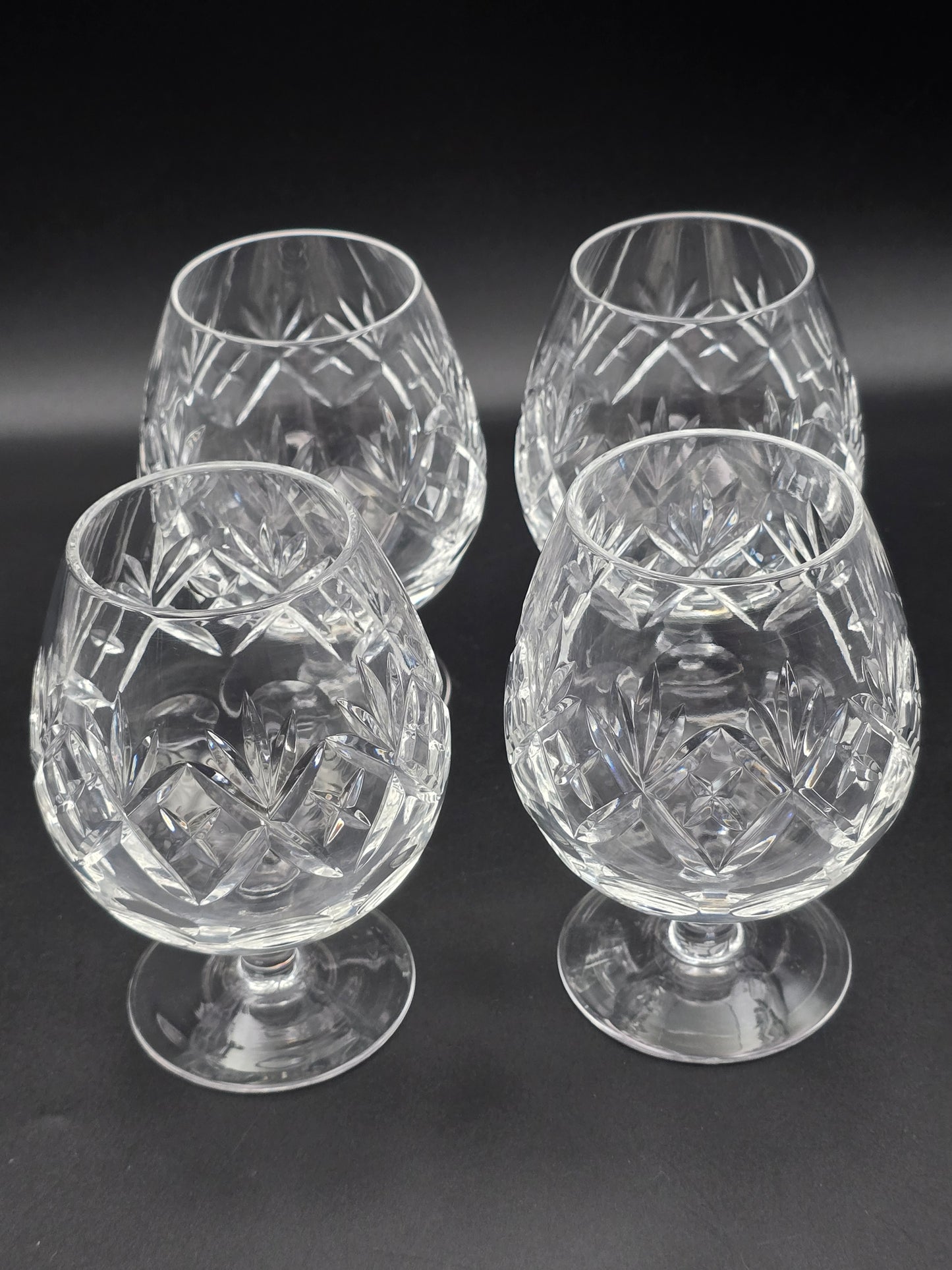Set of 4 Royal Doulton Georgian Pattern Crystal Brandy Cognac Glasses. 11oz