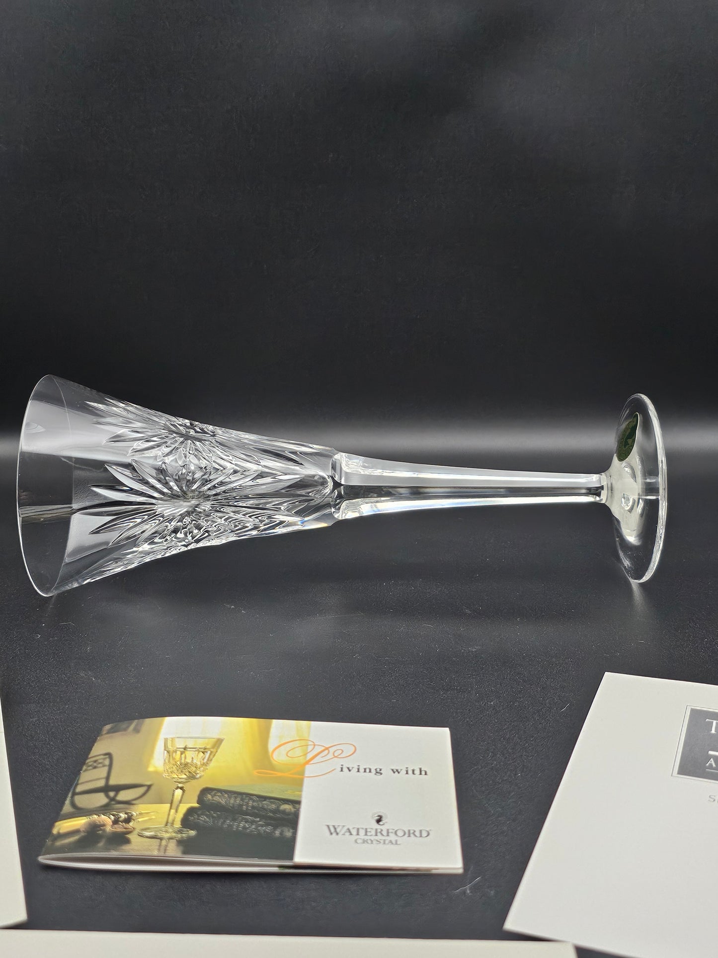 Waterford Crystal Champagne Pair of trumpet flutes.The Millennium Collection a toast to the year 2000.Third Toast Health. 23.5cm tall