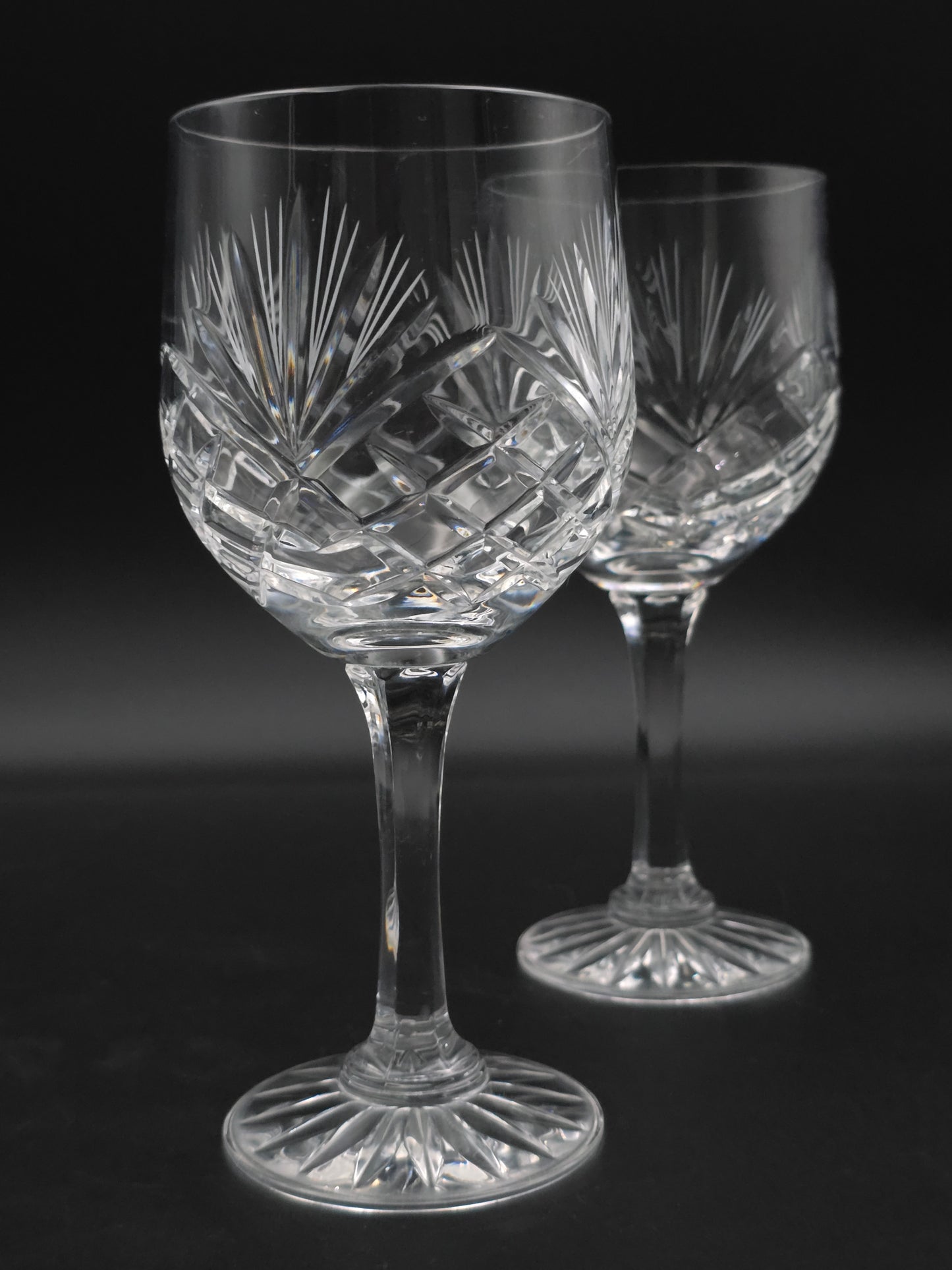 Vintage Zawiercie Monika Pattern Lead Crystal Wine Glass – 300 ml, 18 cm, Star‑Cut Base, Poland c. 1990s