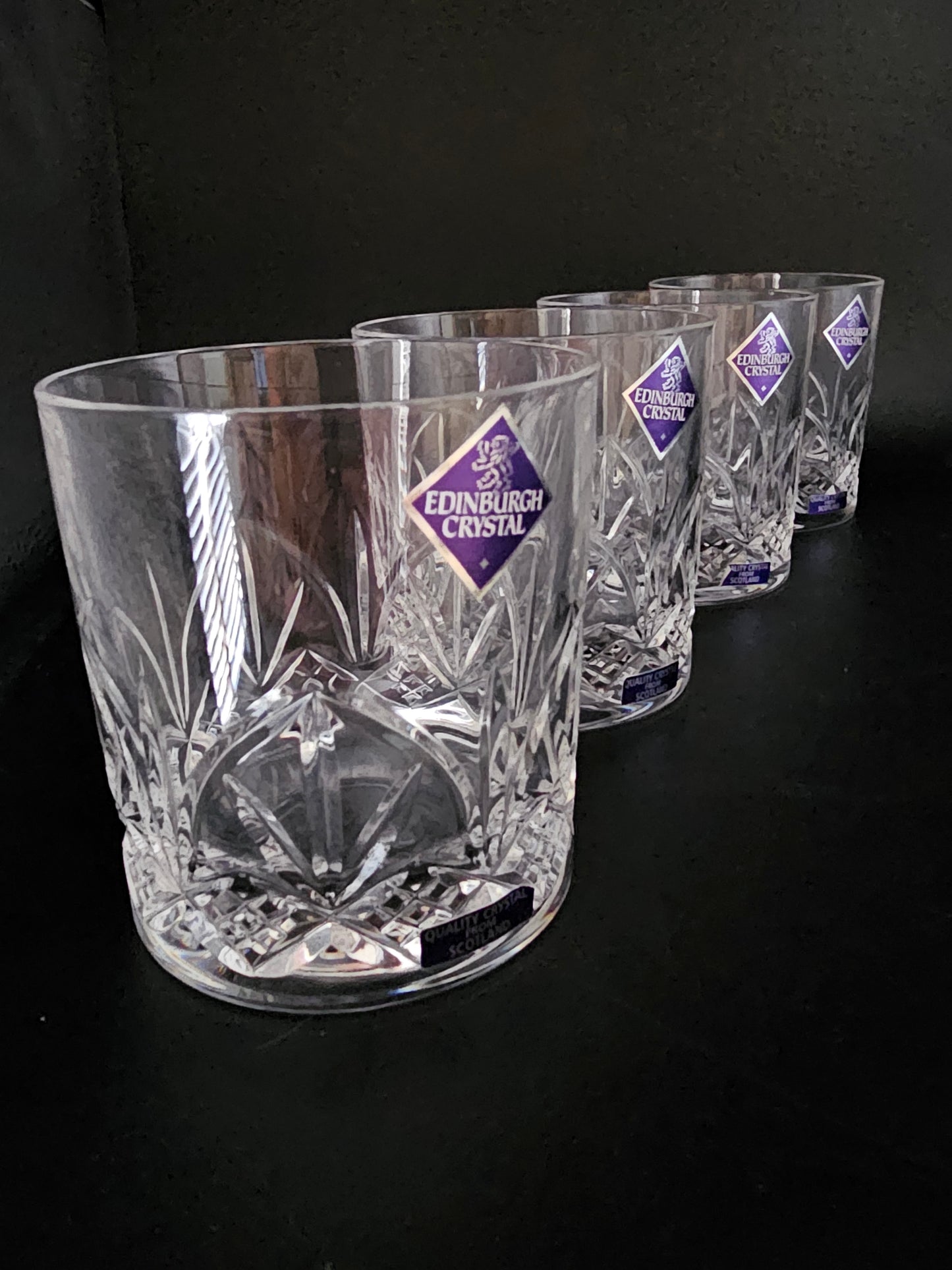 Set of 4 Edinburgh Crystal 9oz Tumblers. Perth Pattern.Boxed