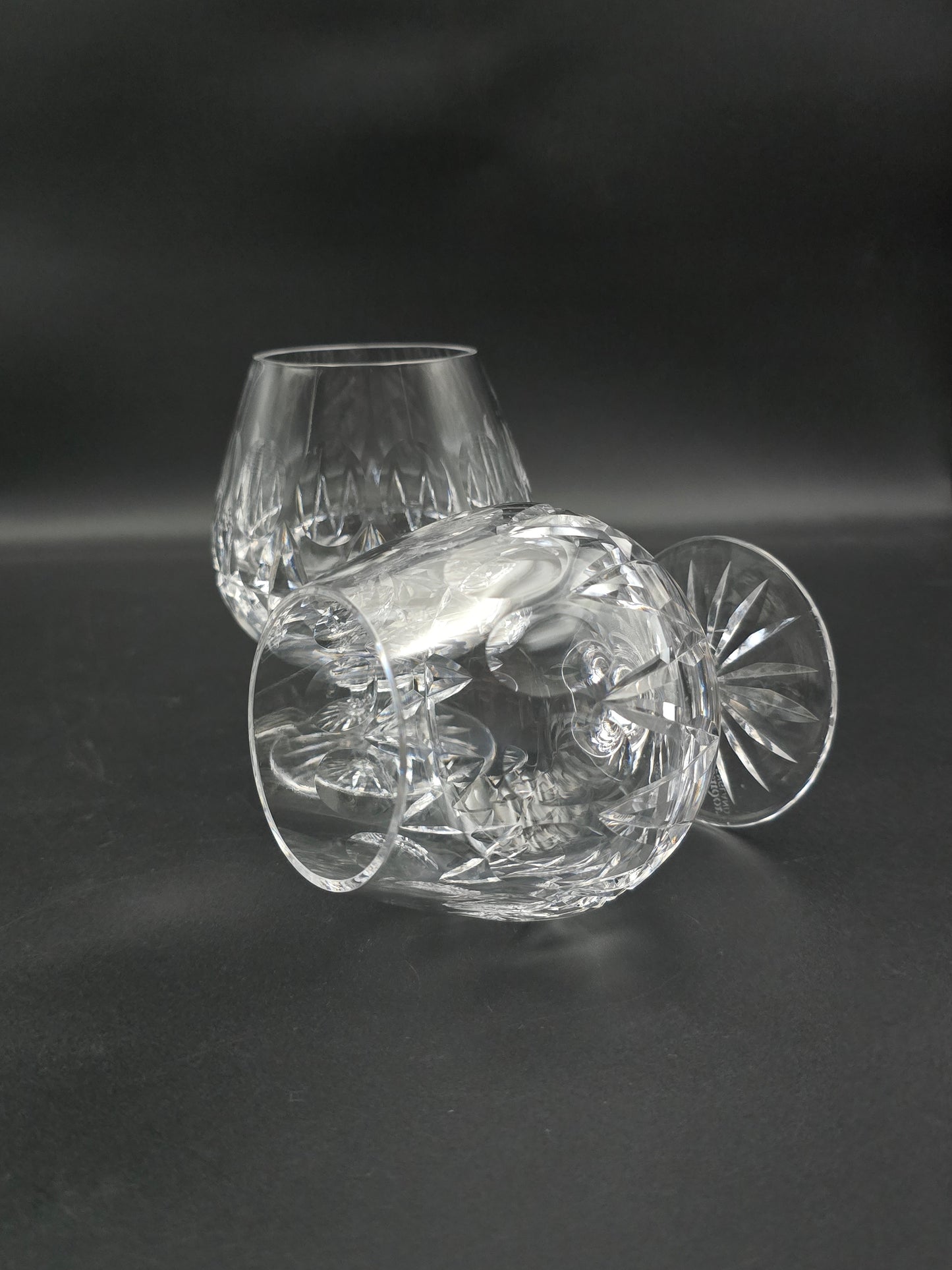 Pair of Tudor Crystal Raleigh Pattern English Crystal Brandy glasses 11oz