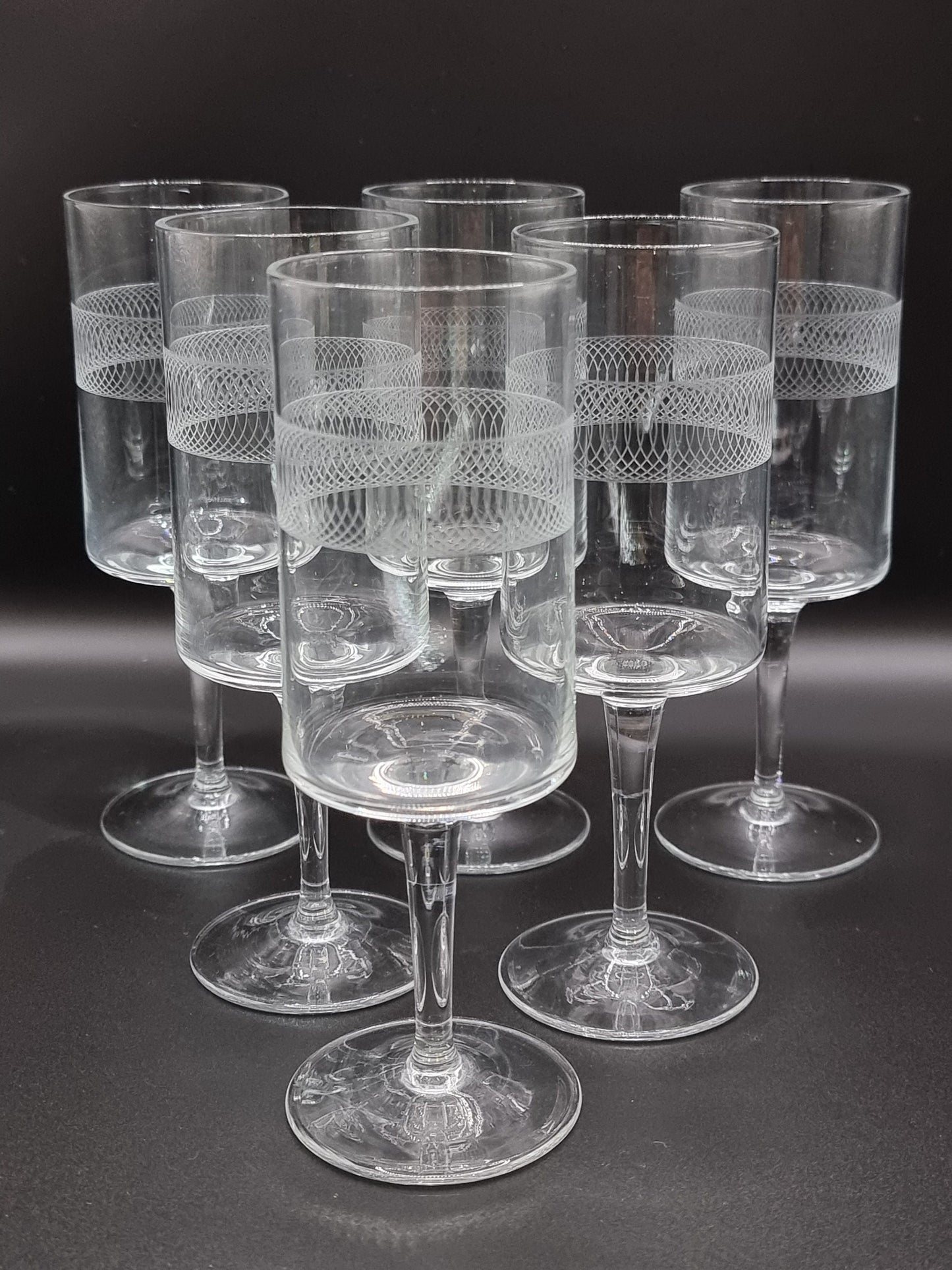 Set of 6 etched liqueur glasses