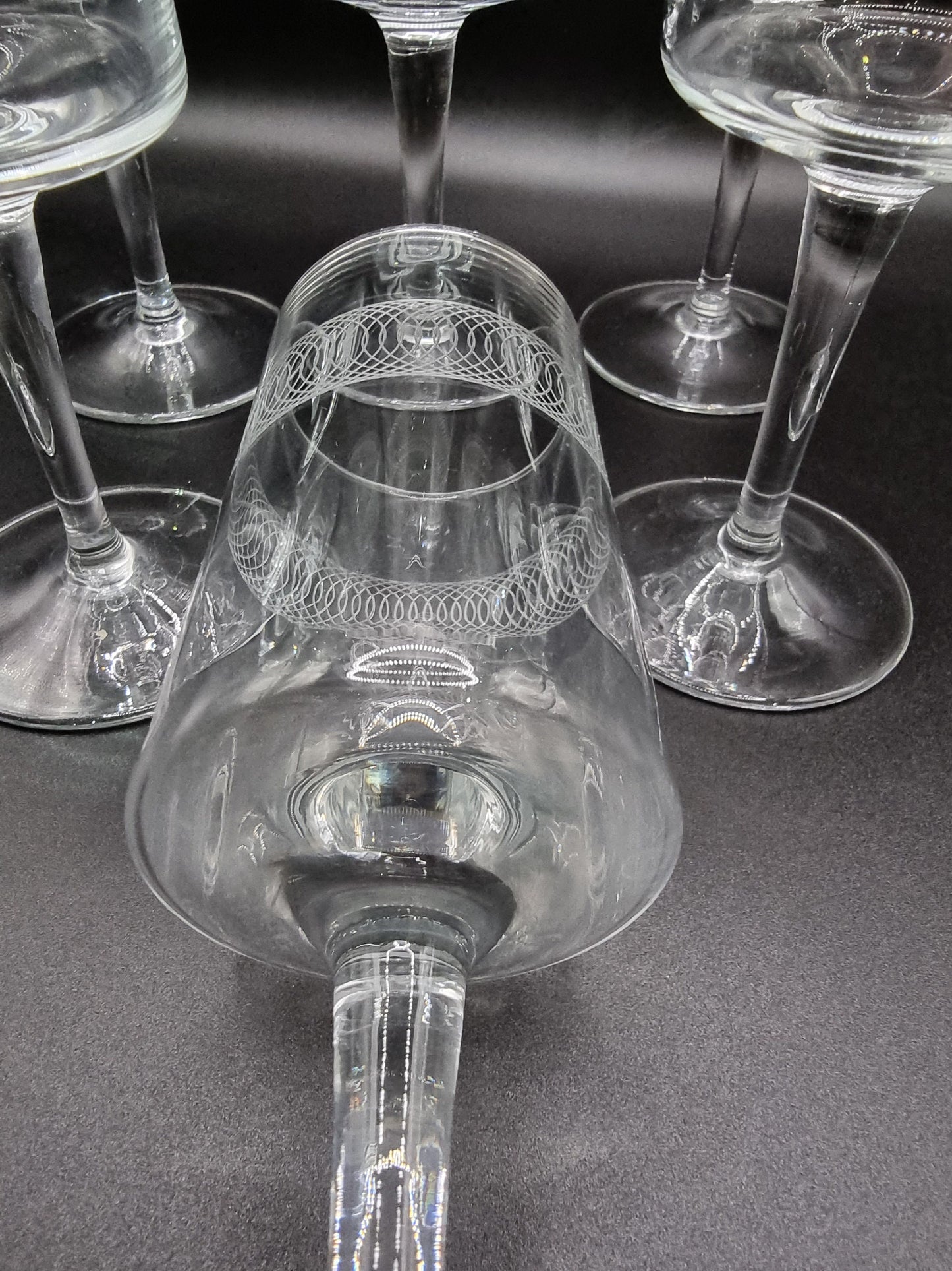 Set of 6 etched liqueur glasses