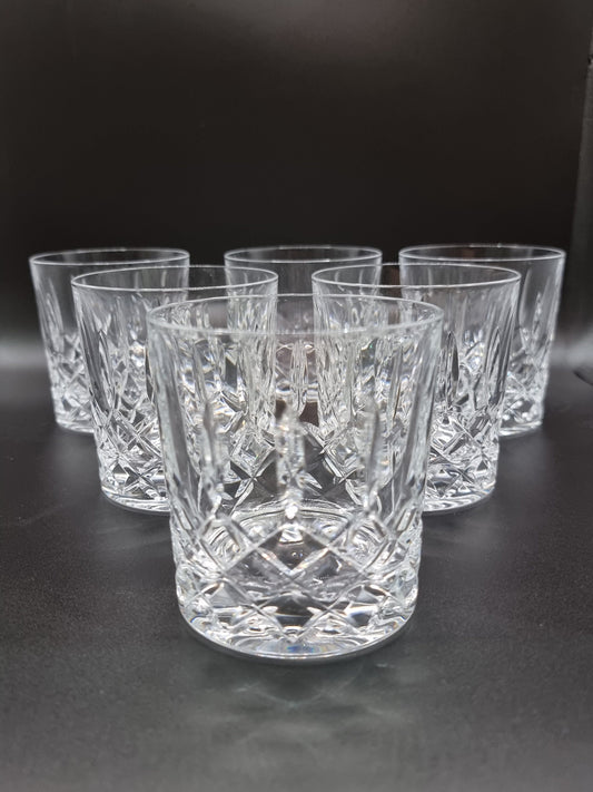 Set of 6 Crystal Glass Whisky or Water Tumblers. 250ml / 9oz