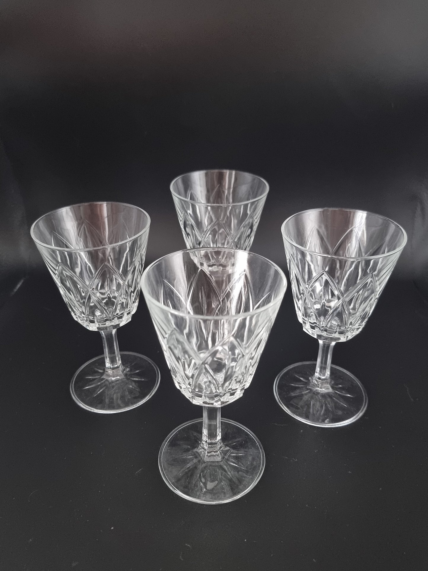 Vintage Set of 4 small Crystal wine glasses