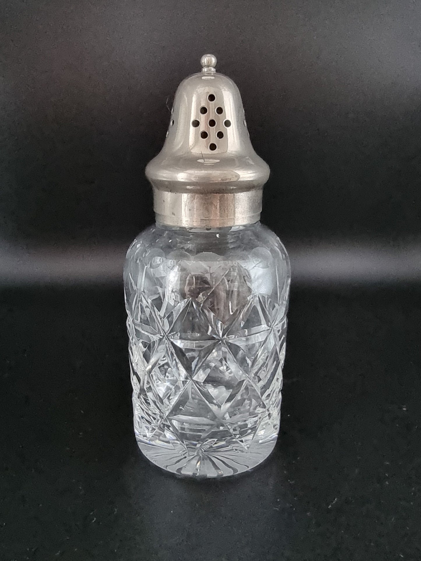 Vintage Stuart Crystal Silver plated Sugar shaker