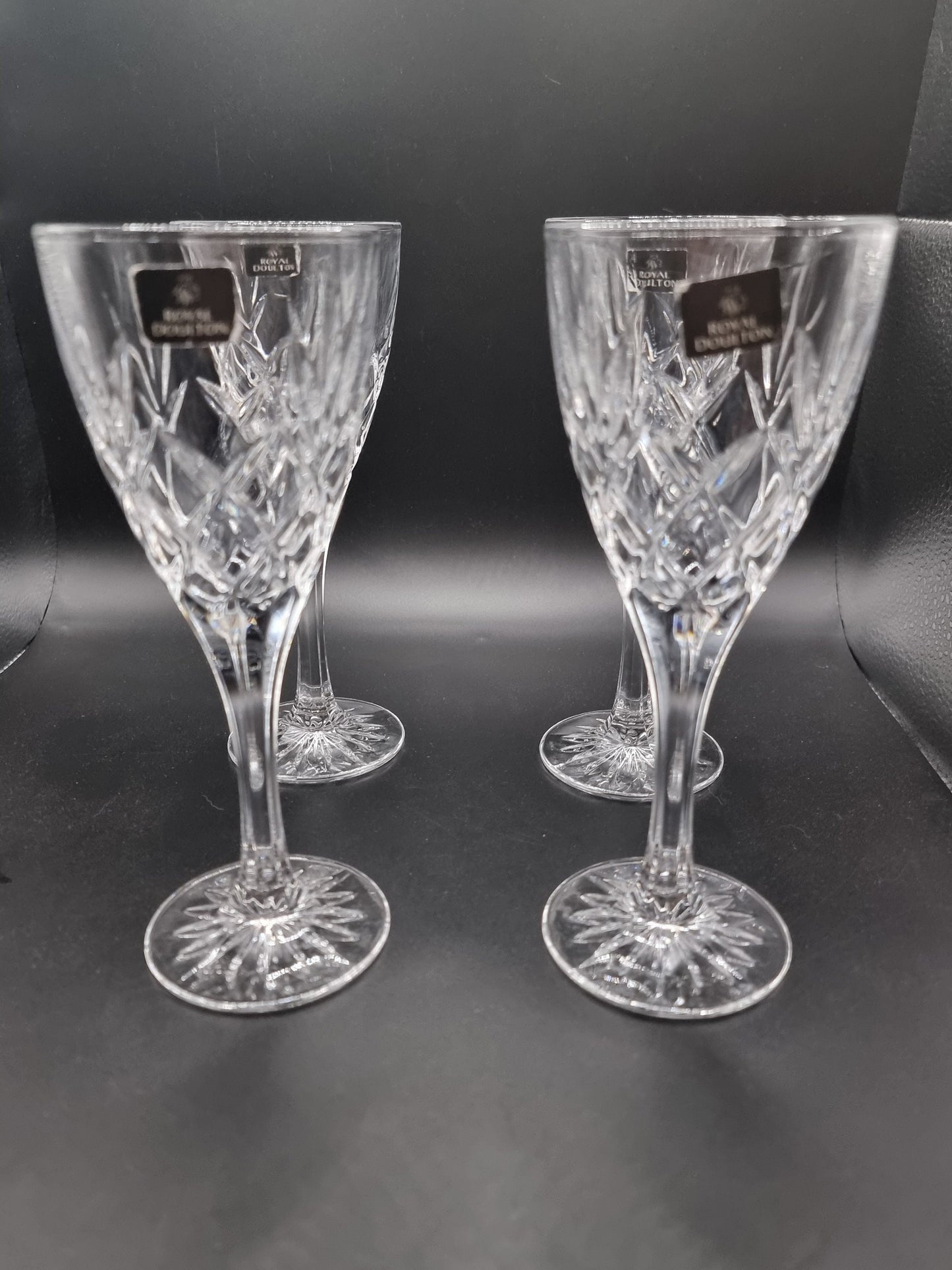 Royal Doulton Set of 4 Vintage Crystal Wine Glasses, Boxed.